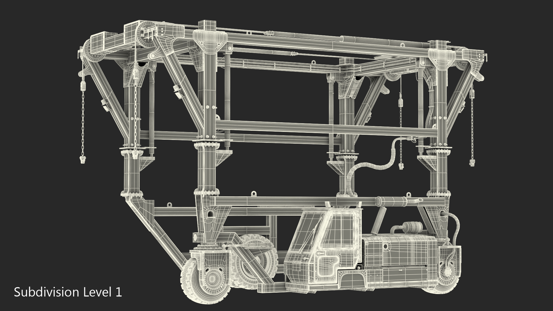 3D Combi-SC Straddle Carrier Dirty Rigged model