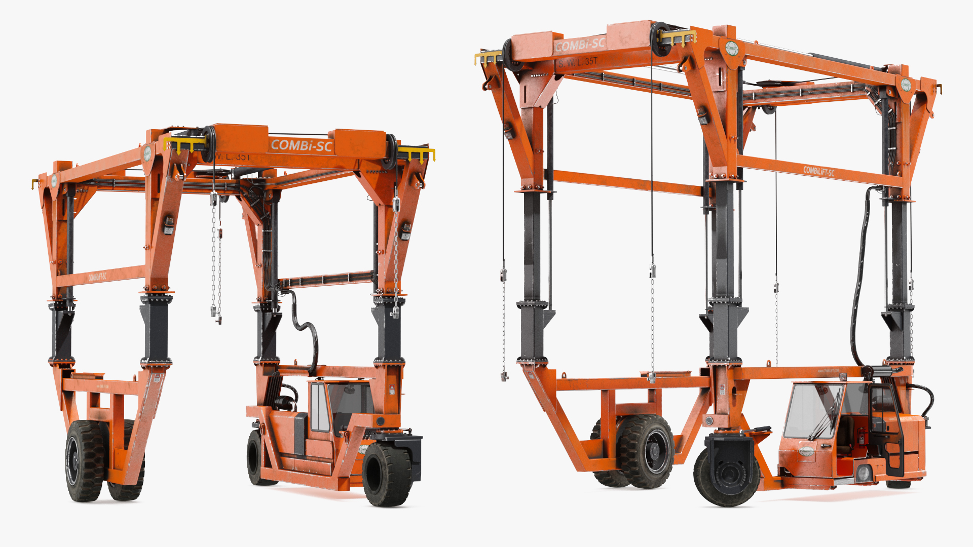 3D Combi-SC Straddle Carrier Dirty Rigged model
