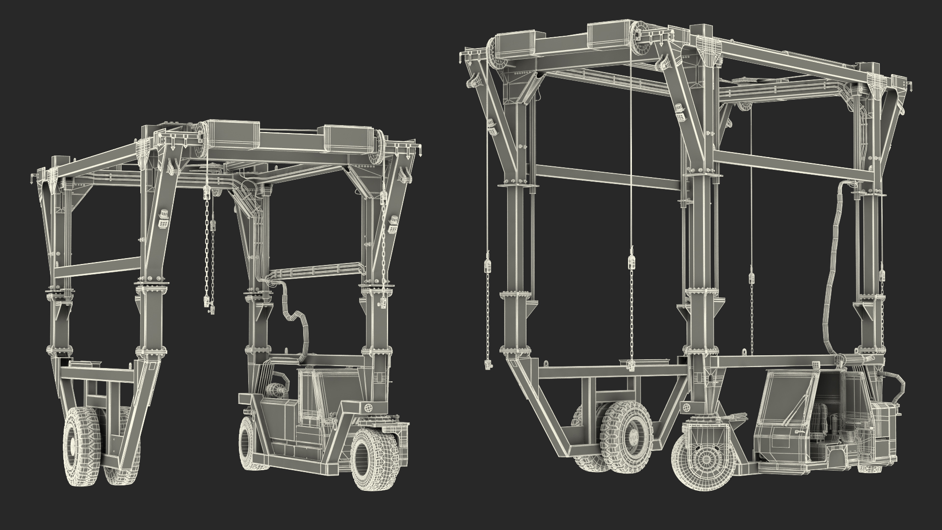 3D Combi-SC Straddle Carrier Dirty Rigged model