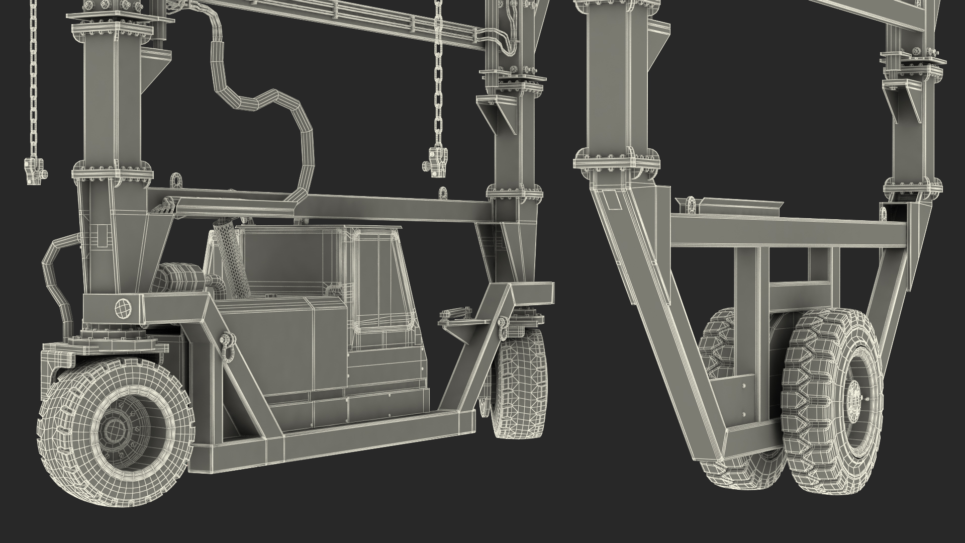 3D Combi-SC Straddle Carrier Dirty Rigged model