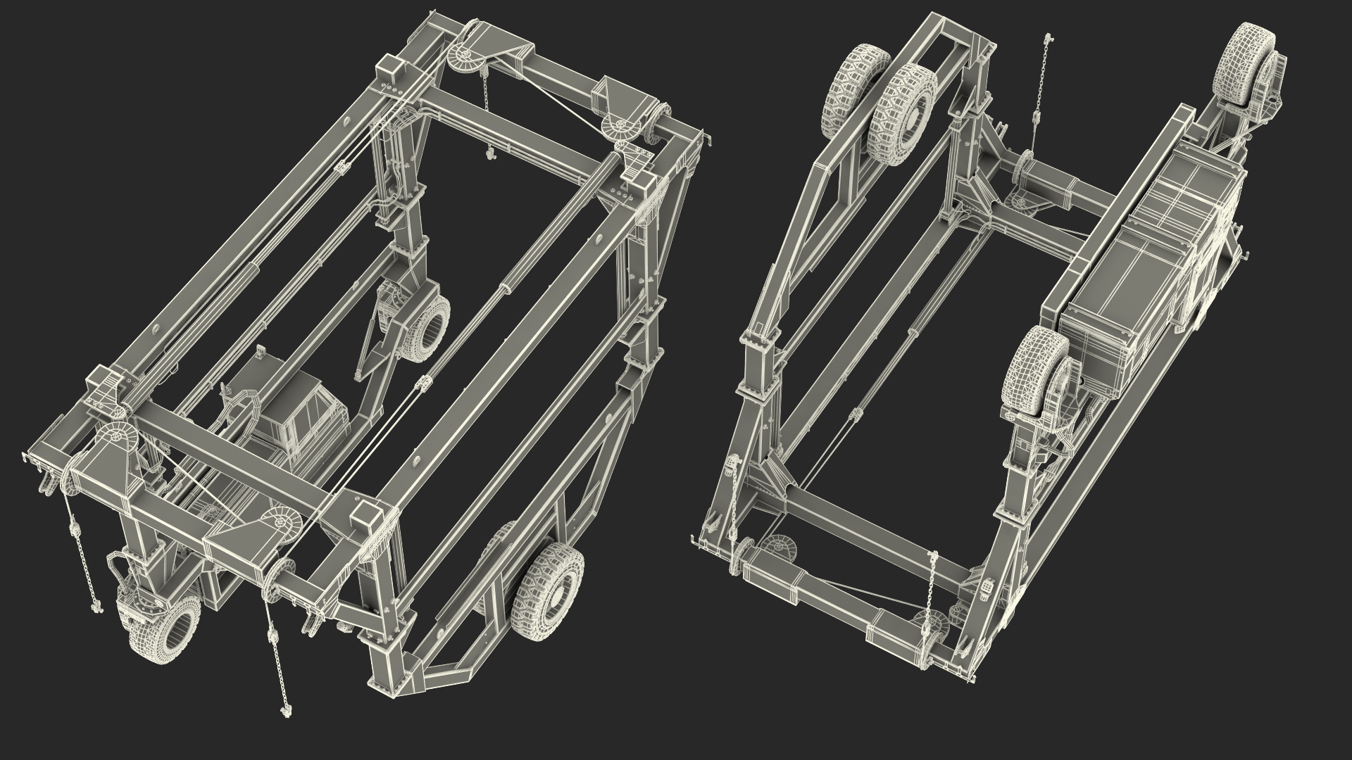 3D Combi-SC Straddle Carrier Dirty Rigged model