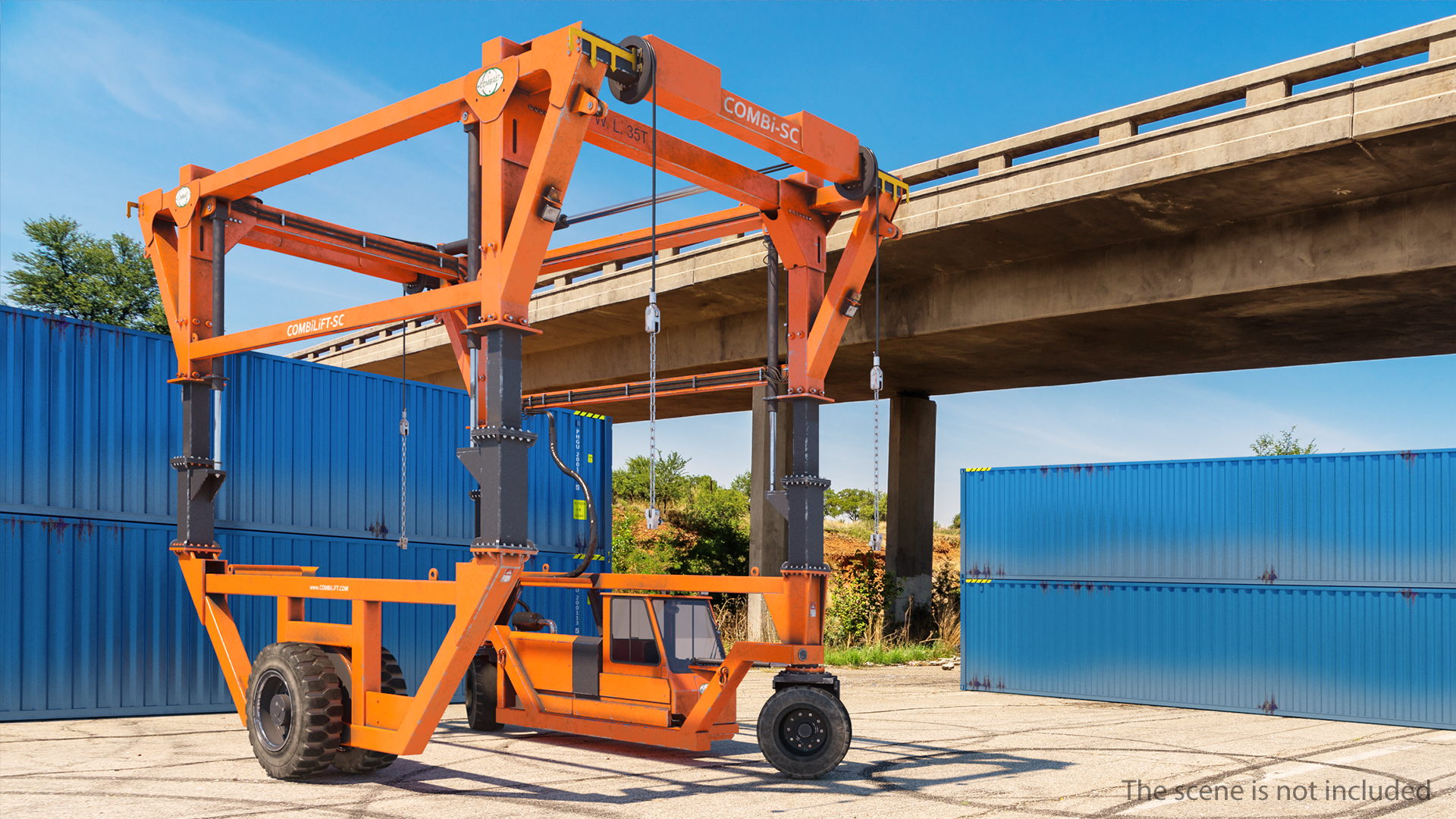 3D Combi-SC Straddle Carrier Dirty Rigged model