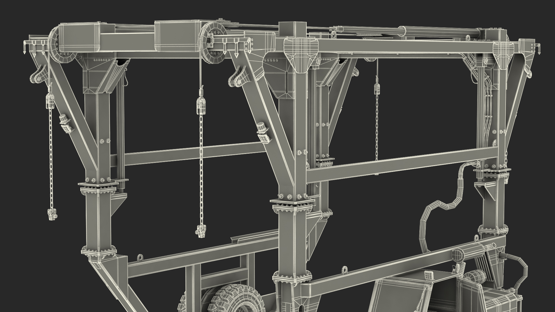 3D Combi-SC Straddle Carrier Dirty Rigged model