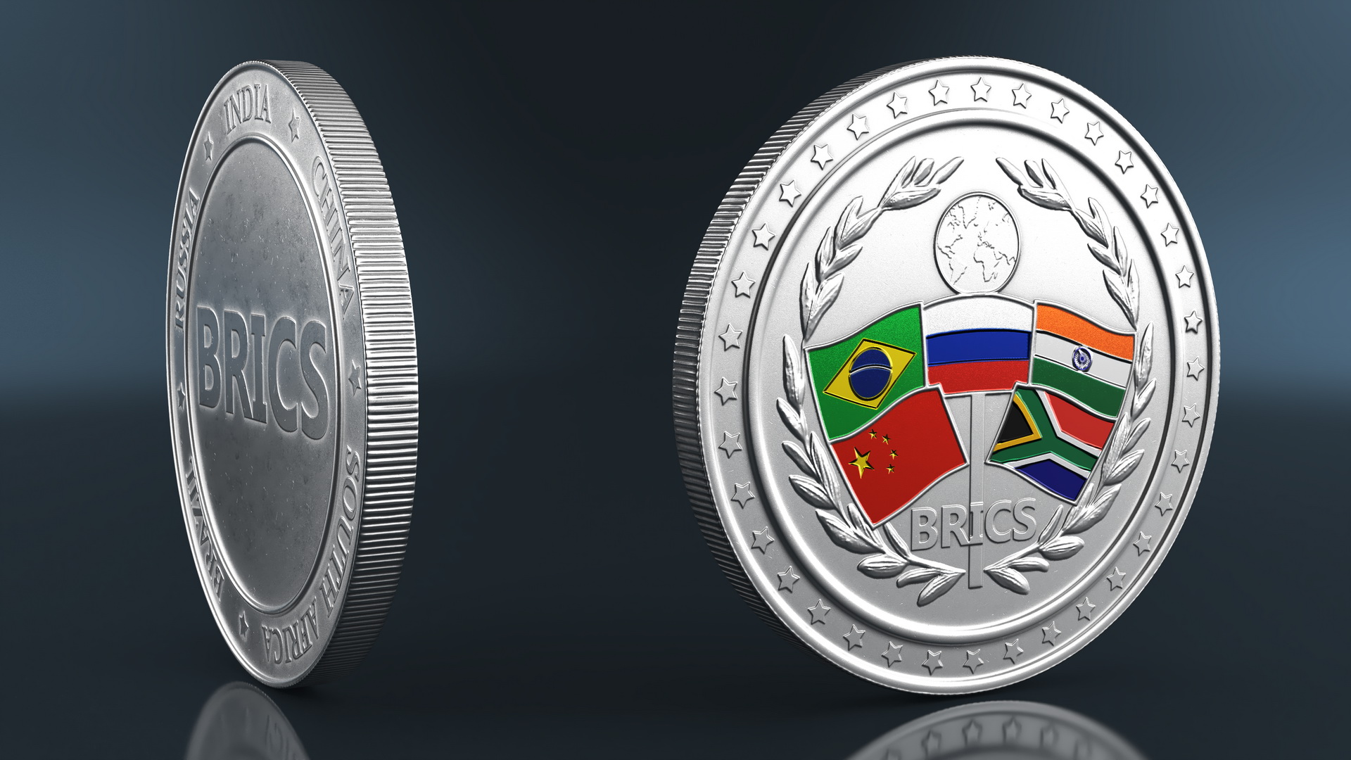 Silver BRICS Coin 3D