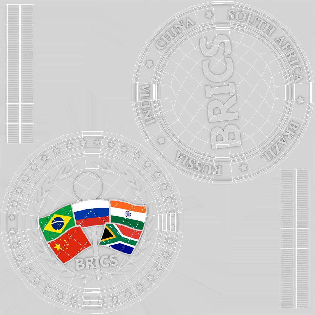 Silver BRICS Coin 3D