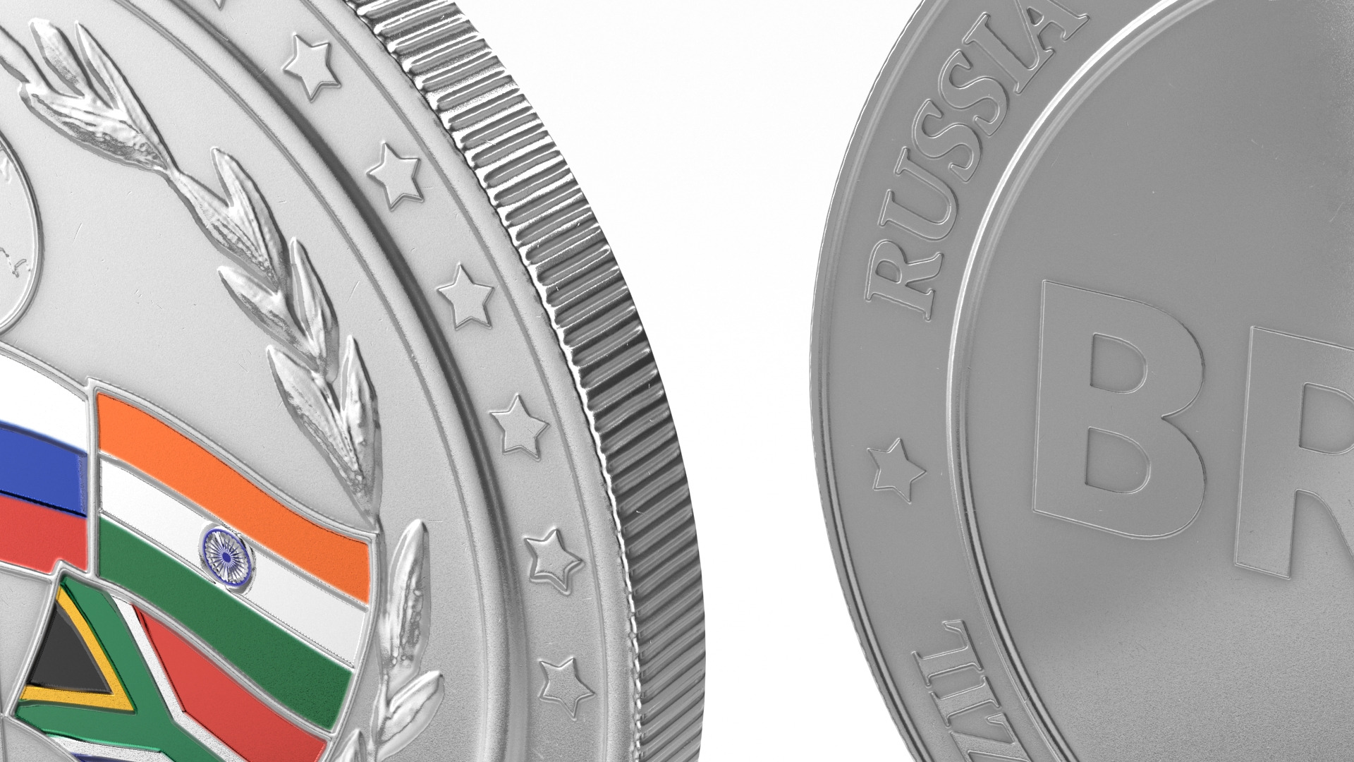 Silver BRICS Coin 3D