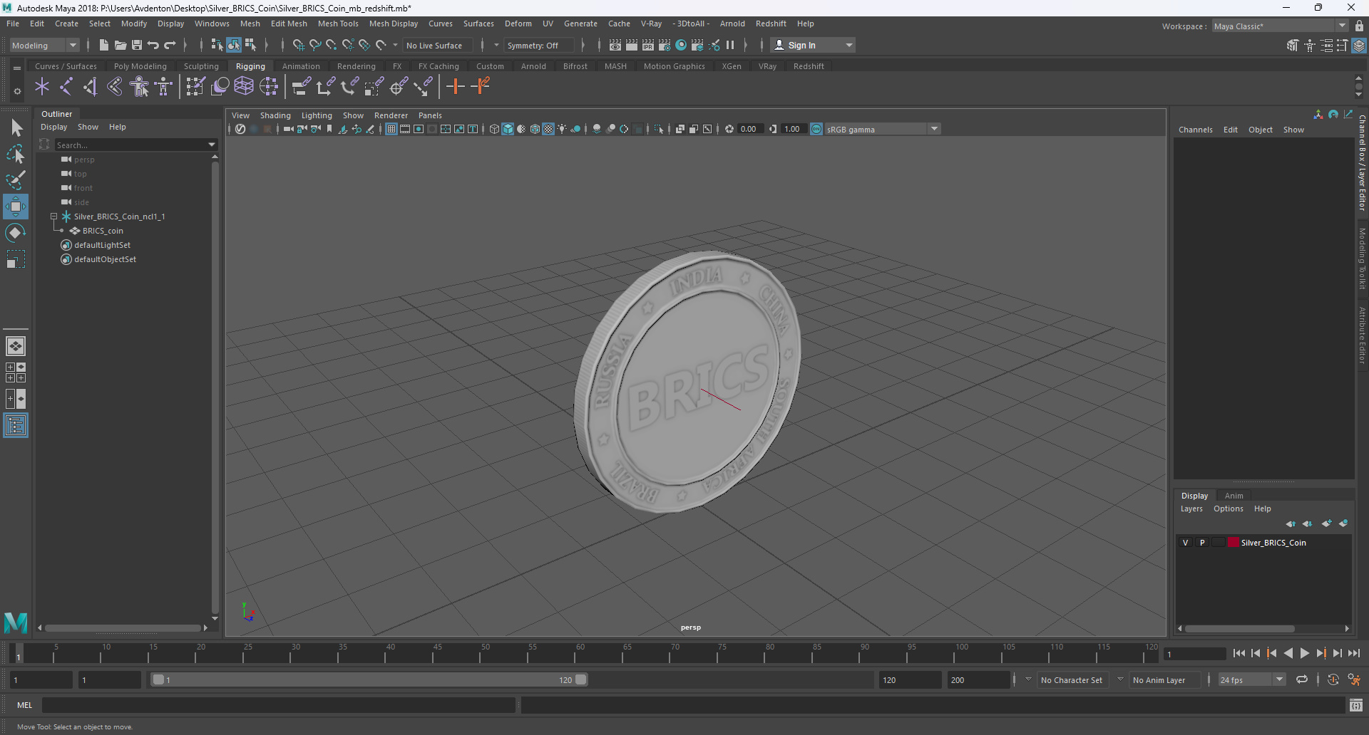 Silver BRICS Coin 3D