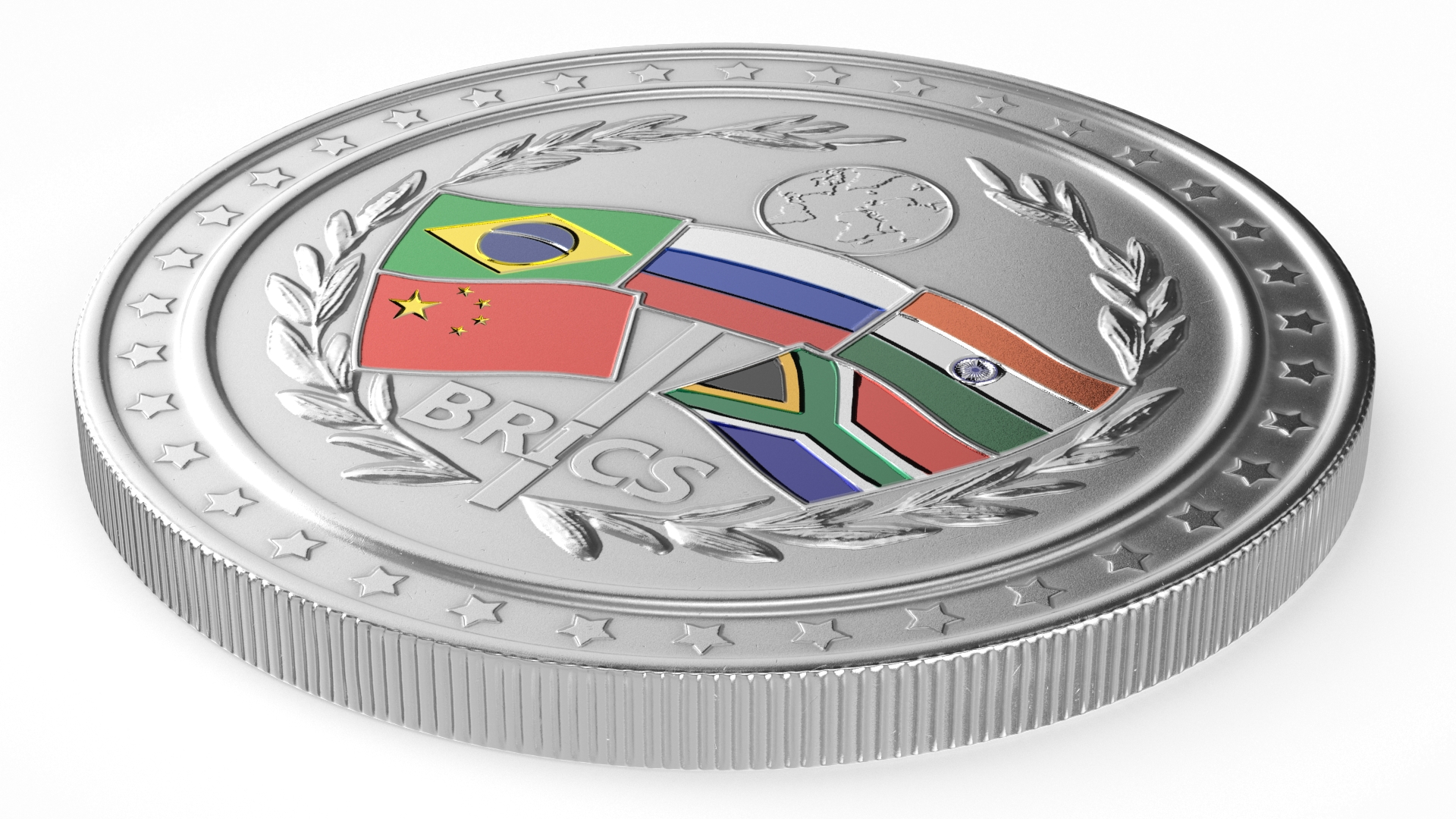 Silver BRICS Coin 3D