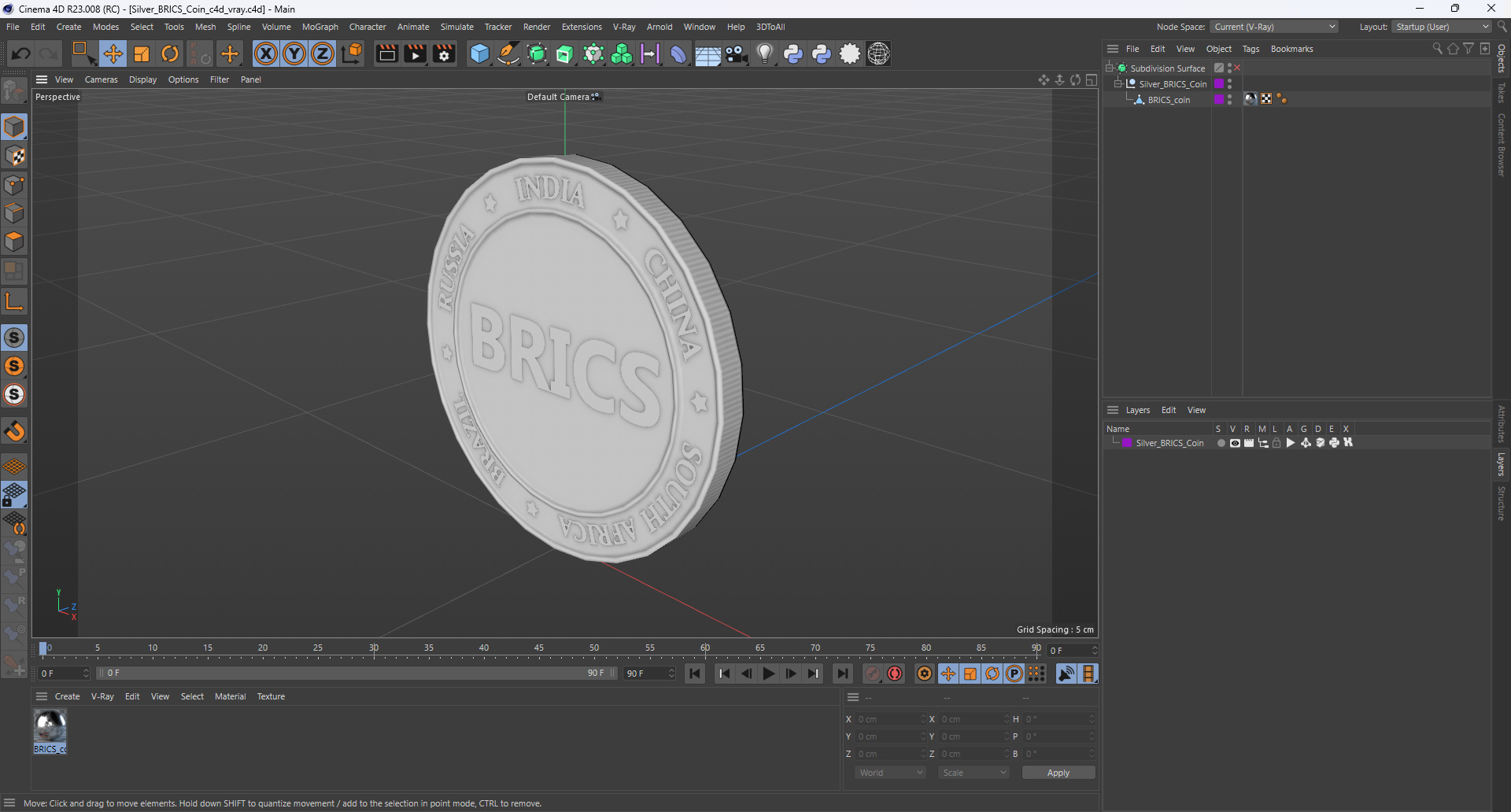 Silver BRICS Coin 3D