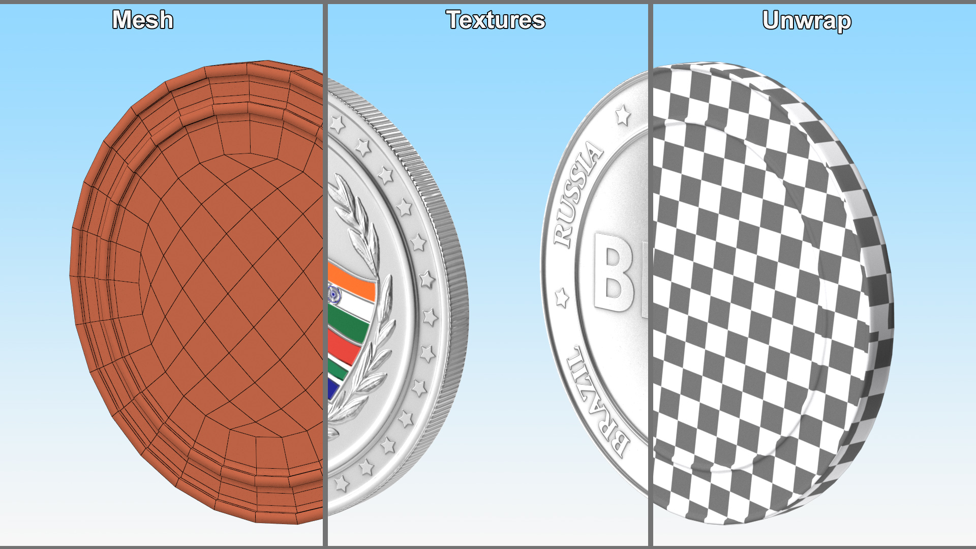 Silver BRICS Coin 3D