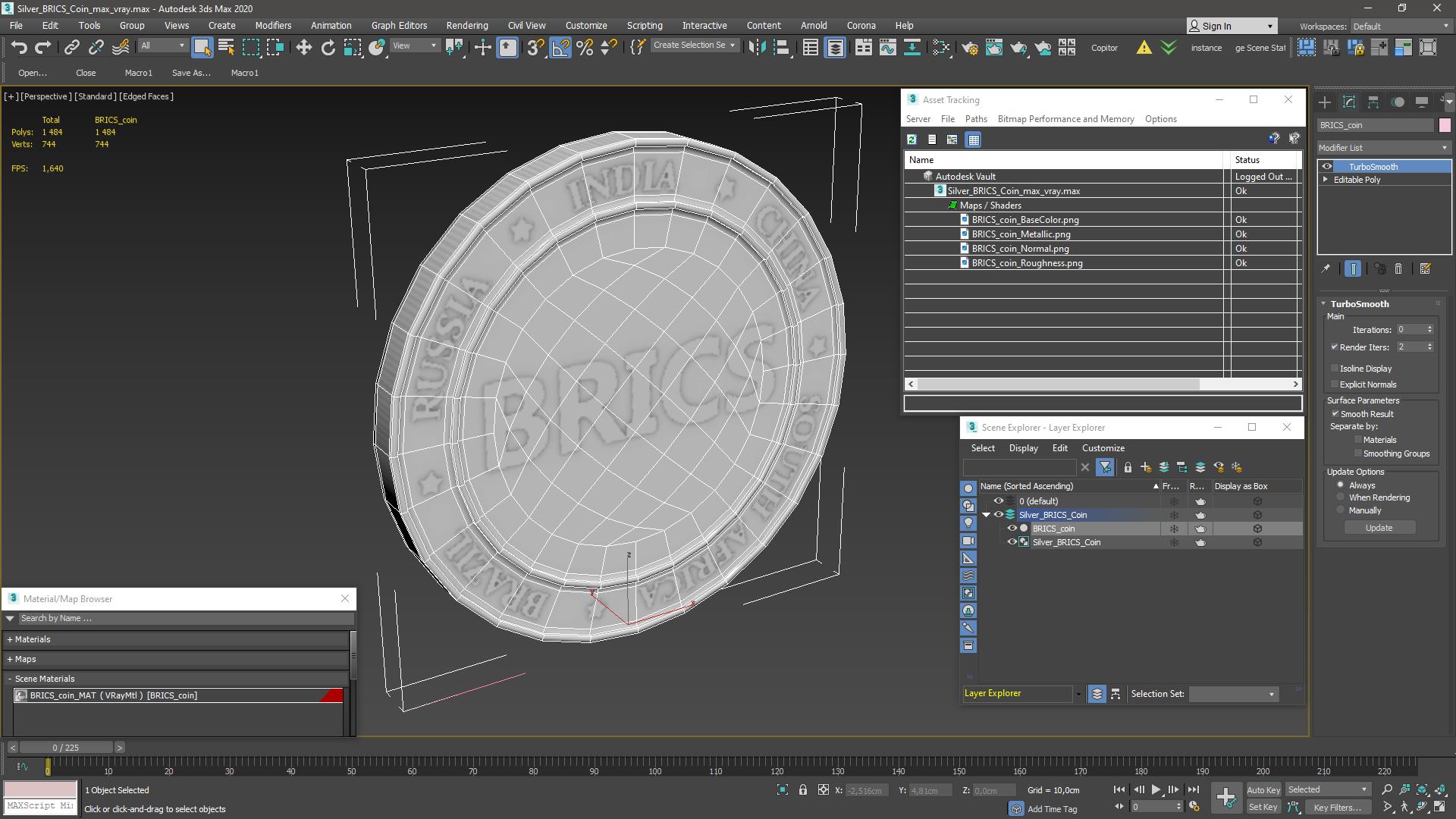 Silver BRICS Coin 3D