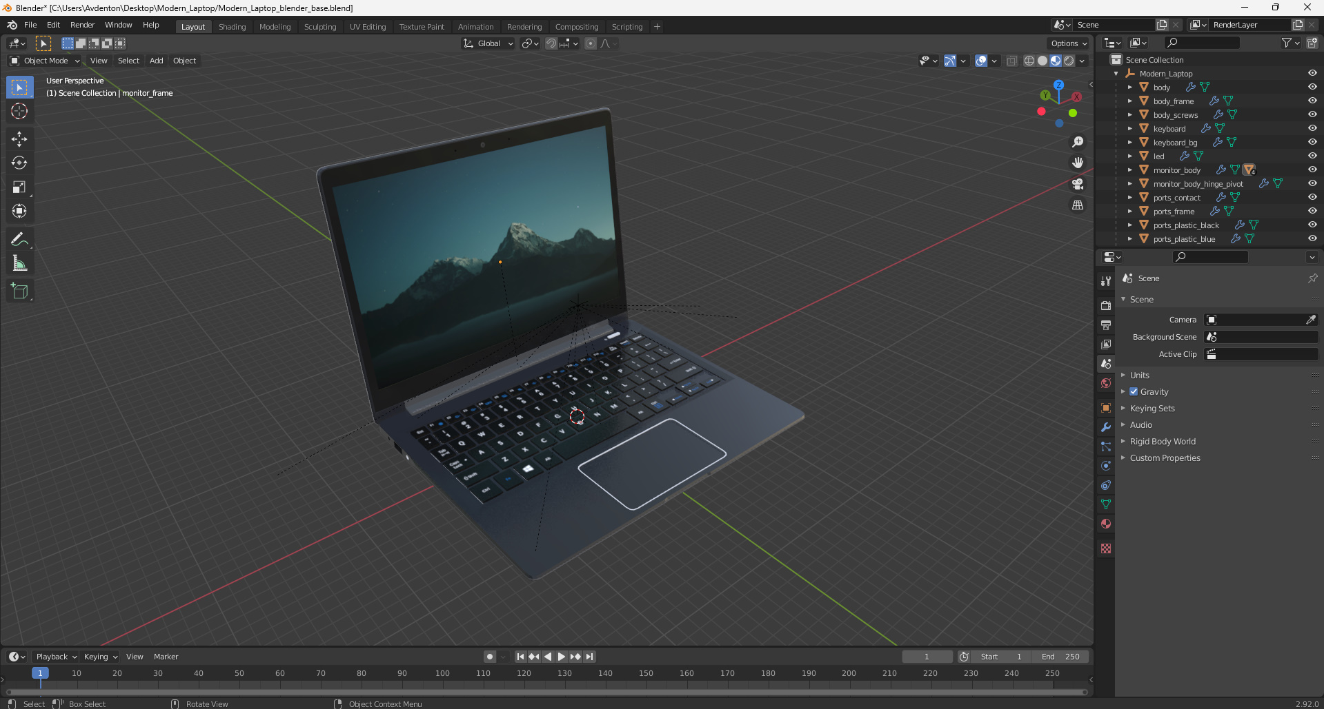 3D Modern Laptop model
