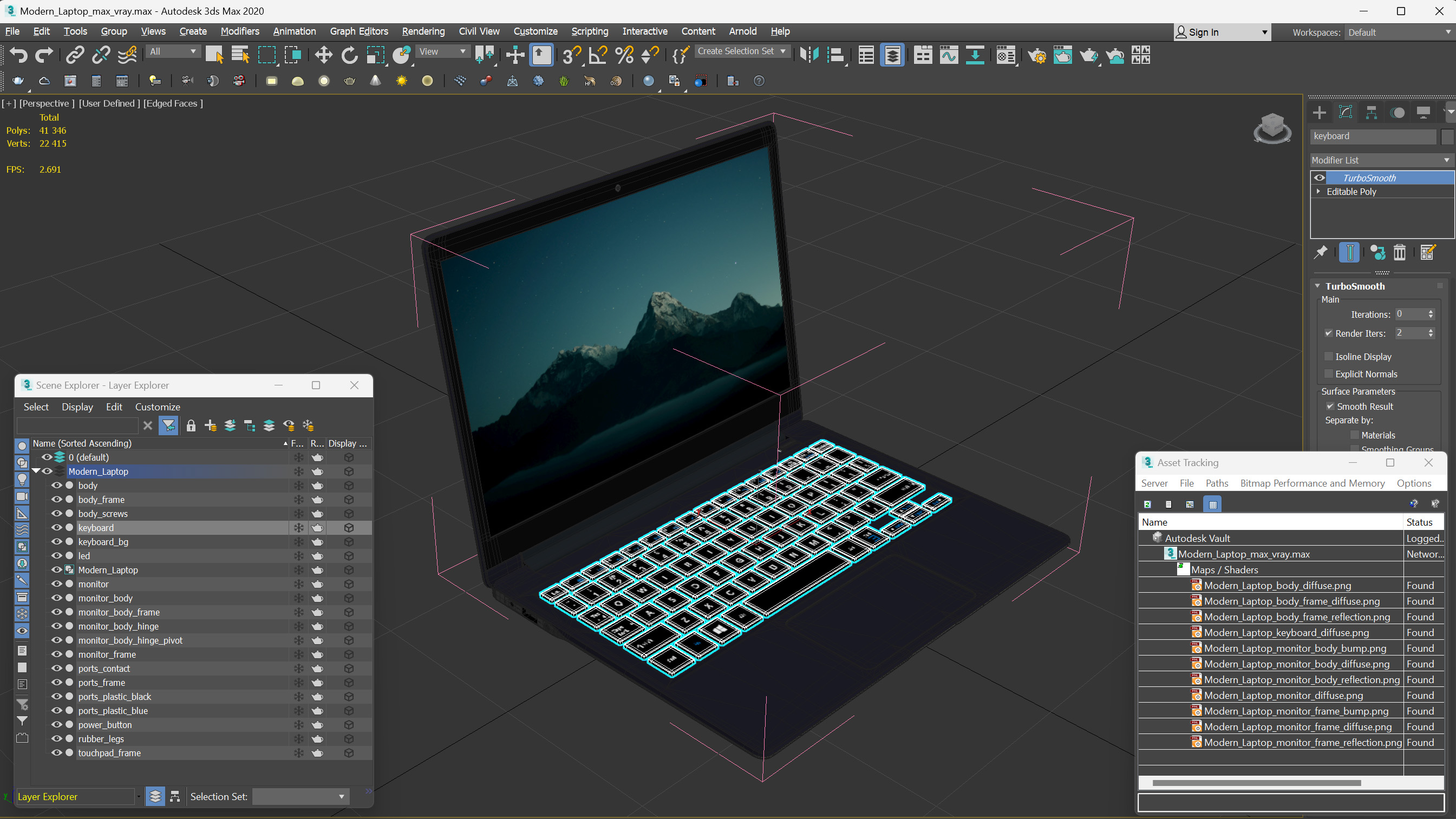 3D Modern Laptop model