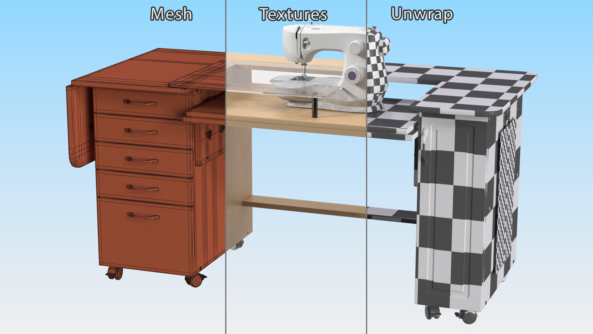 Horn Sewing Machine Cabinet 3D