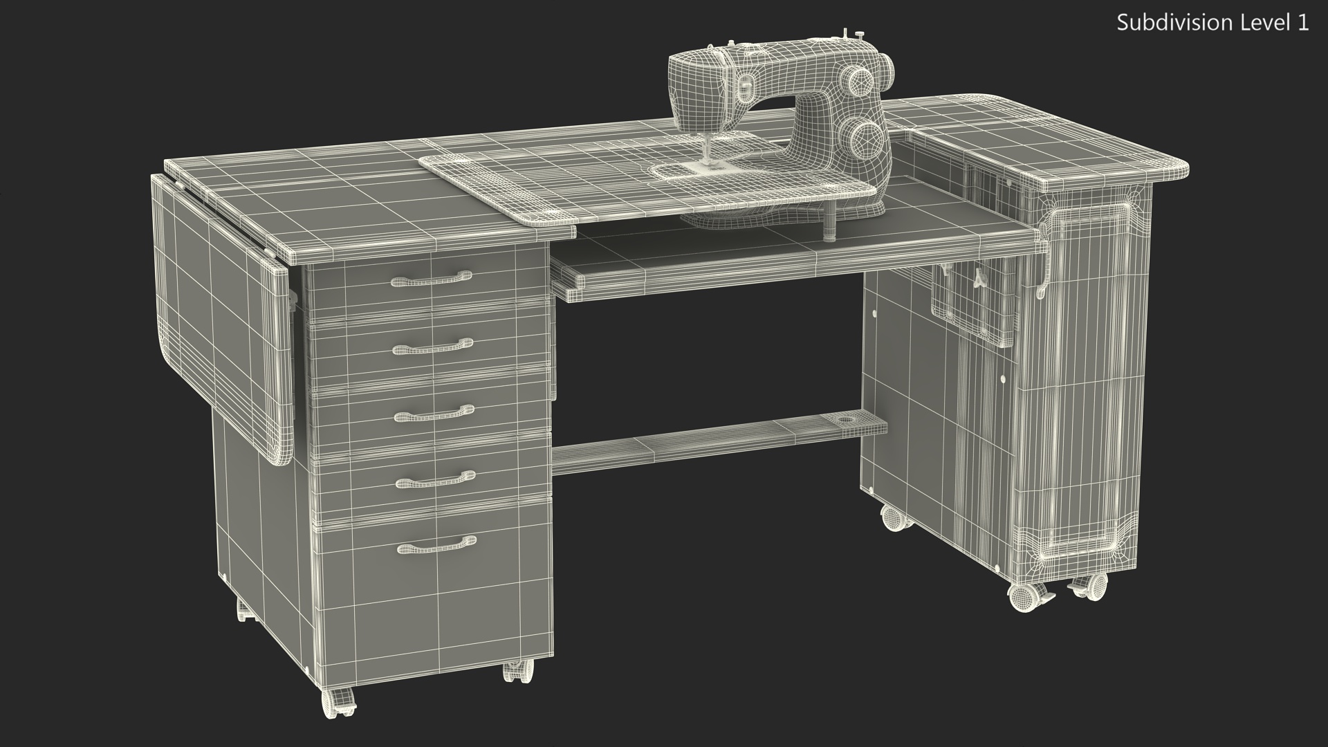 Horn Sewing Machine Cabinet 3D