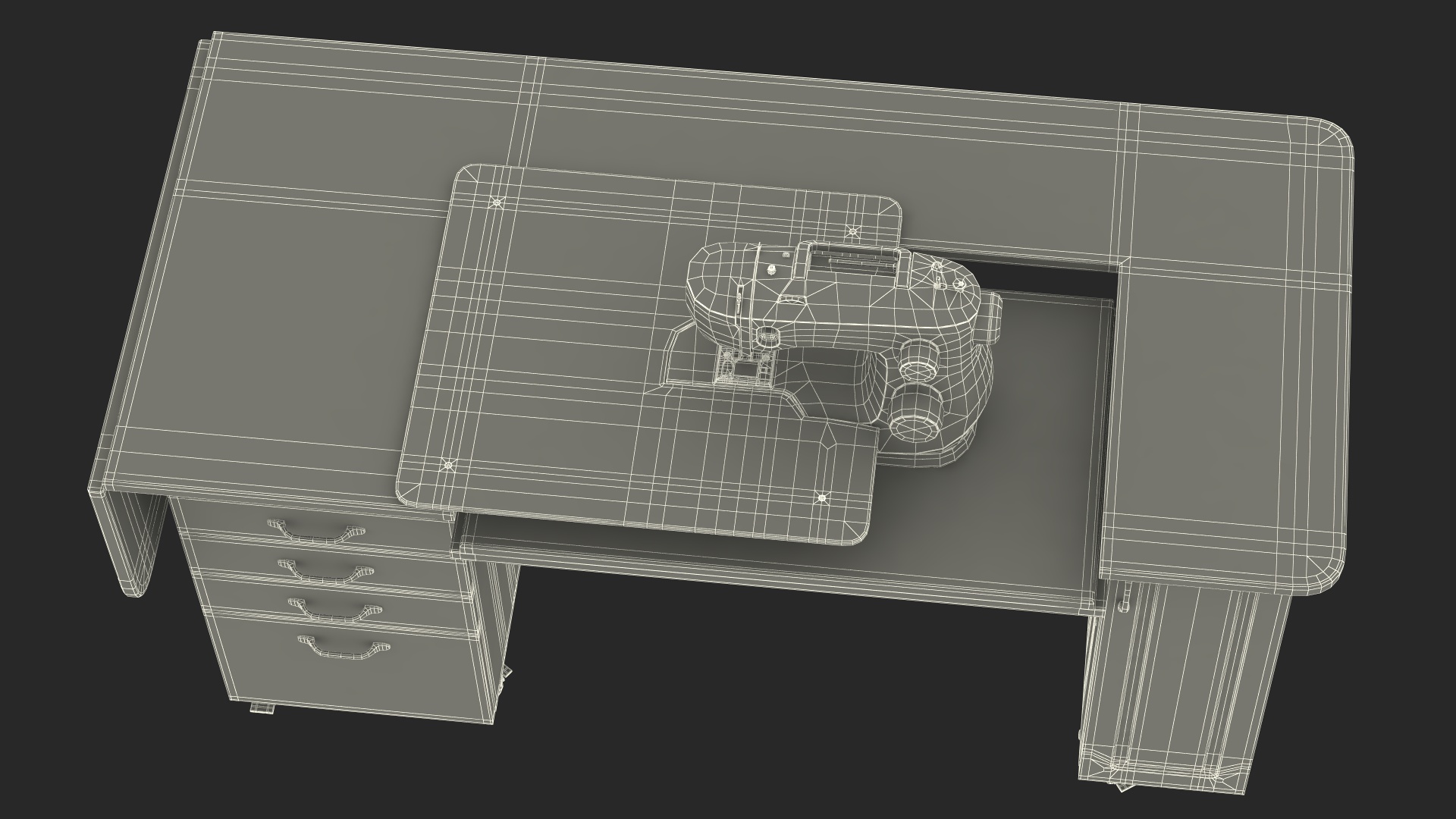 Horn Sewing Machine Cabinet 3D