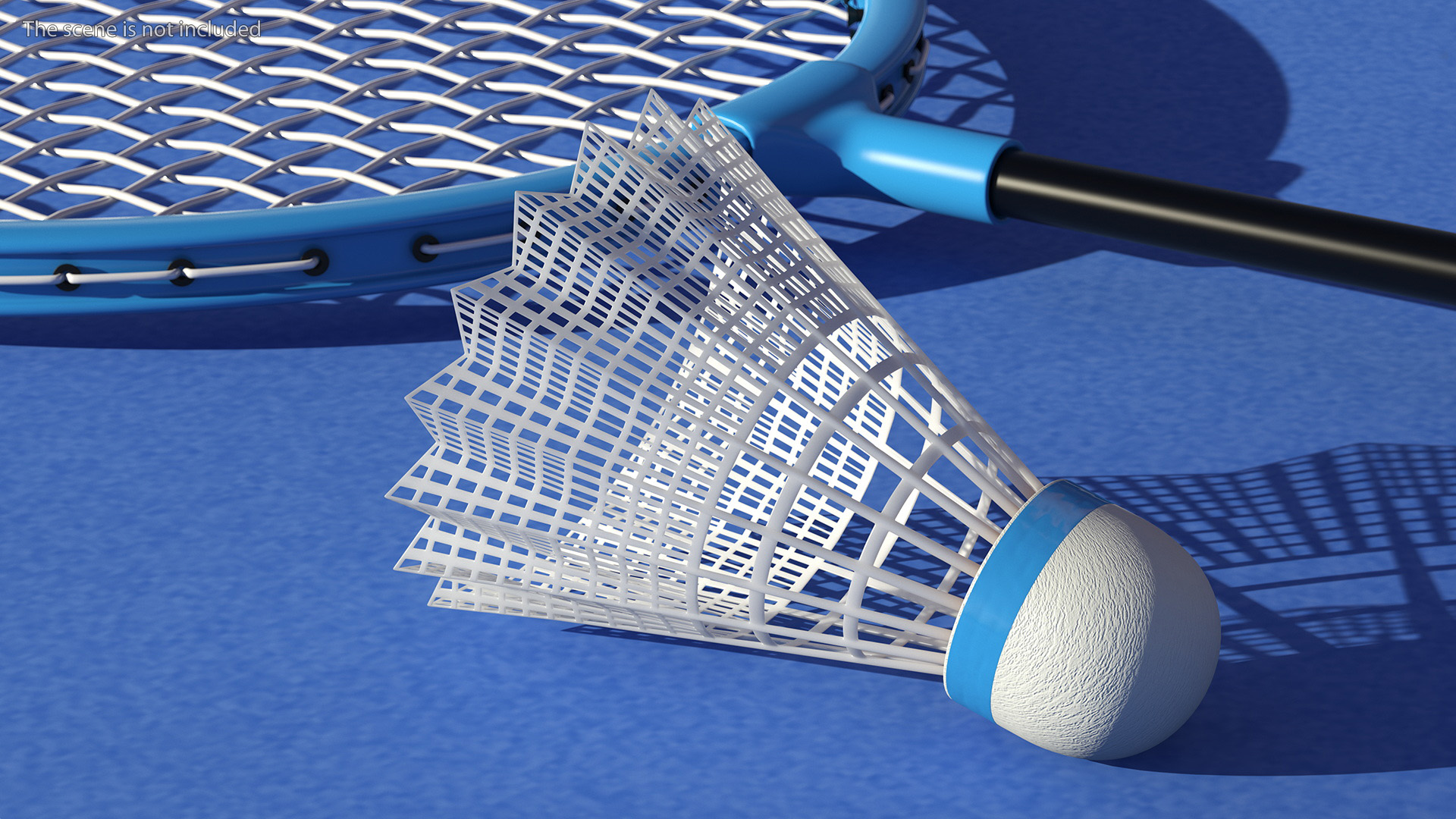 3D Two Blue Badminton Rackets with Plastic Shuttlecock