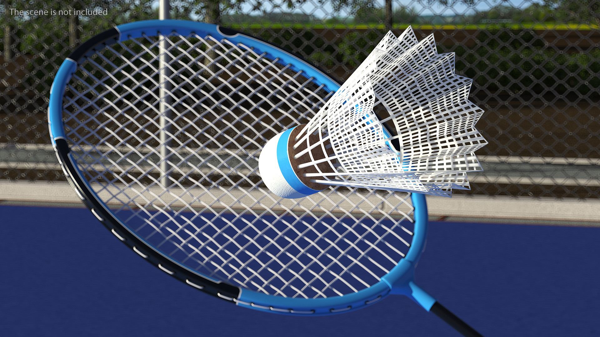 3D Two Blue Badminton Rackets with Plastic Shuttlecock