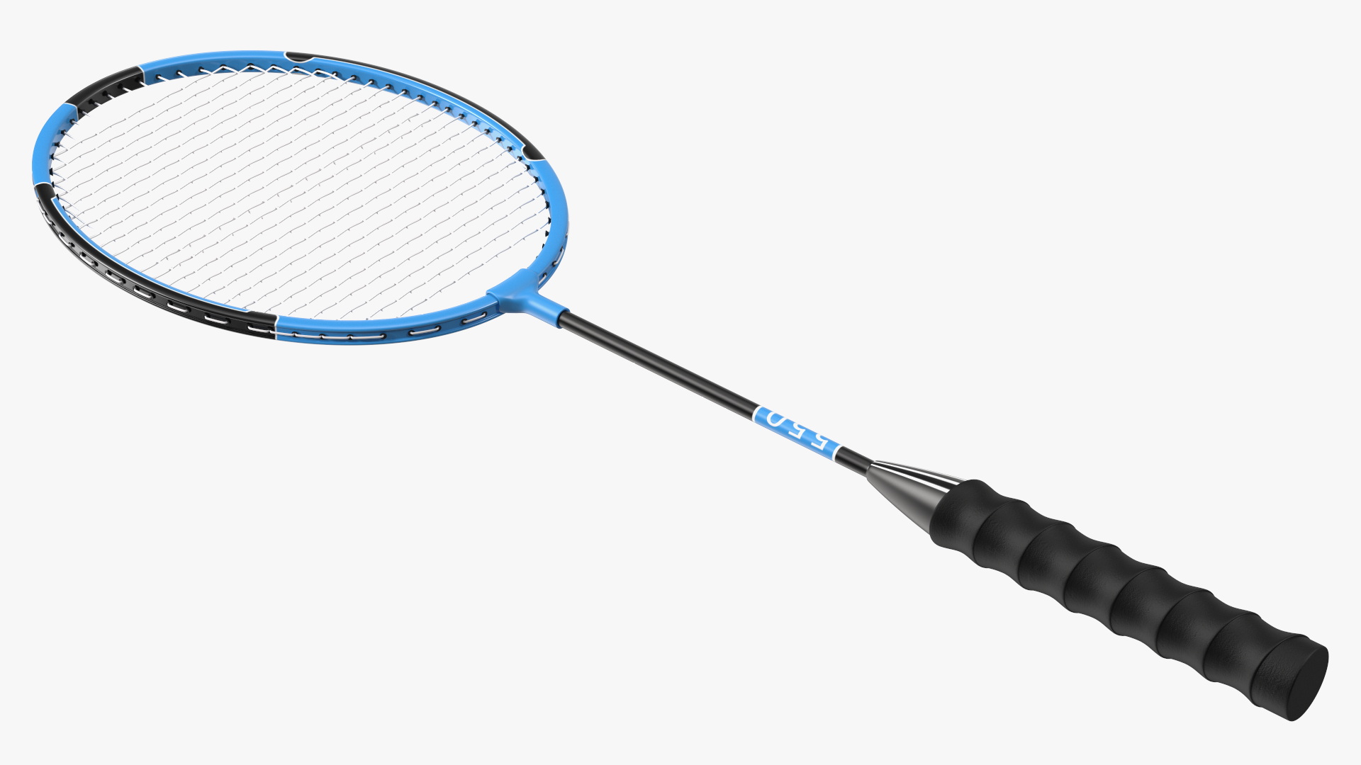 3D Two Blue Badminton Rackets with Plastic Shuttlecock
