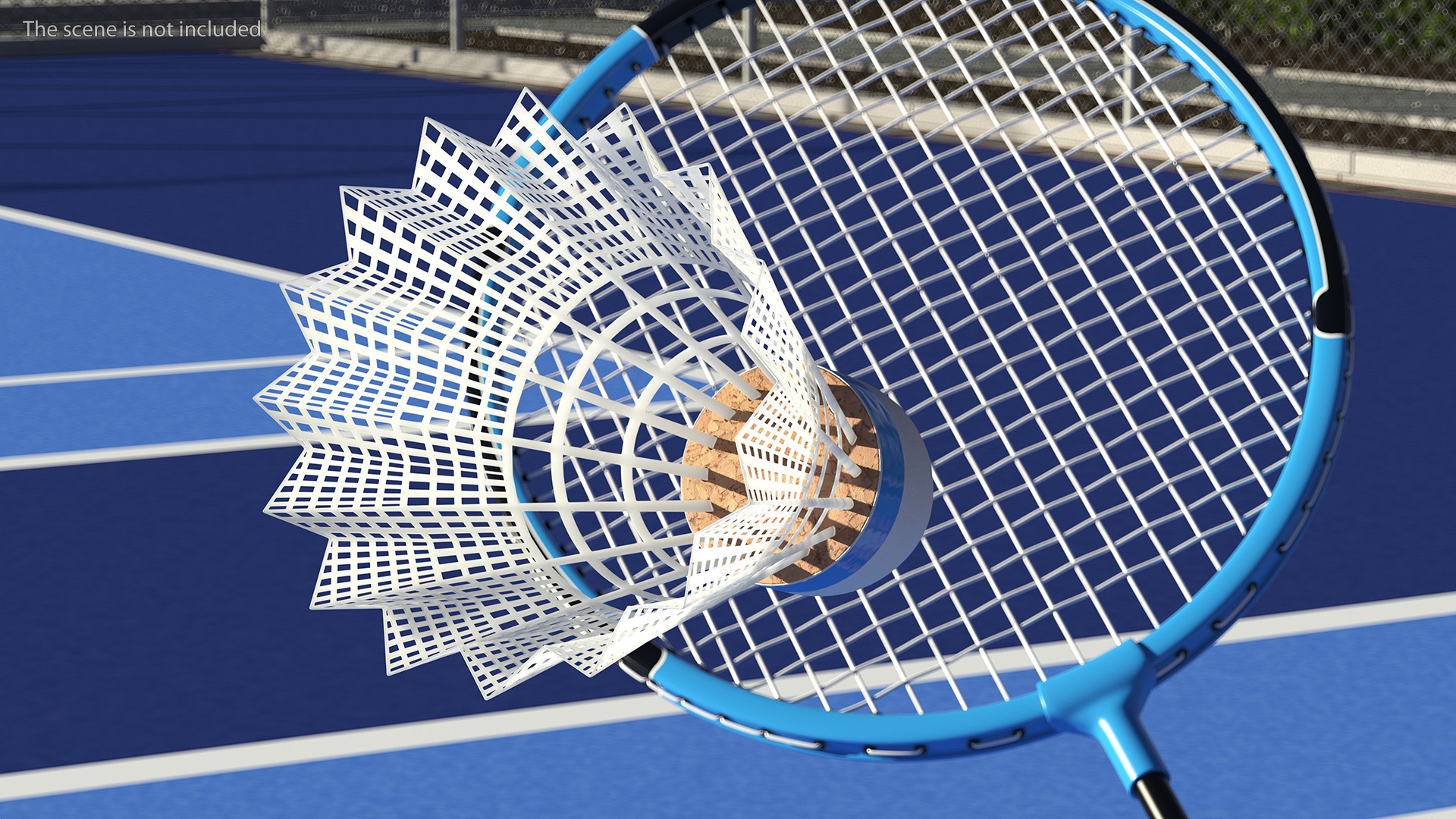 3D Two Blue Badminton Rackets with Plastic Shuttlecock