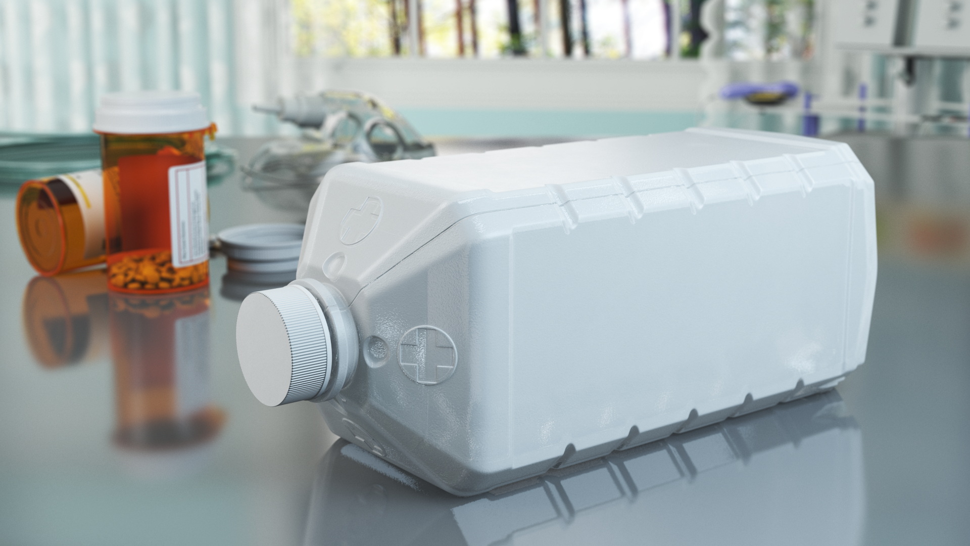 3D Plastic Pharmaceutical Container White model