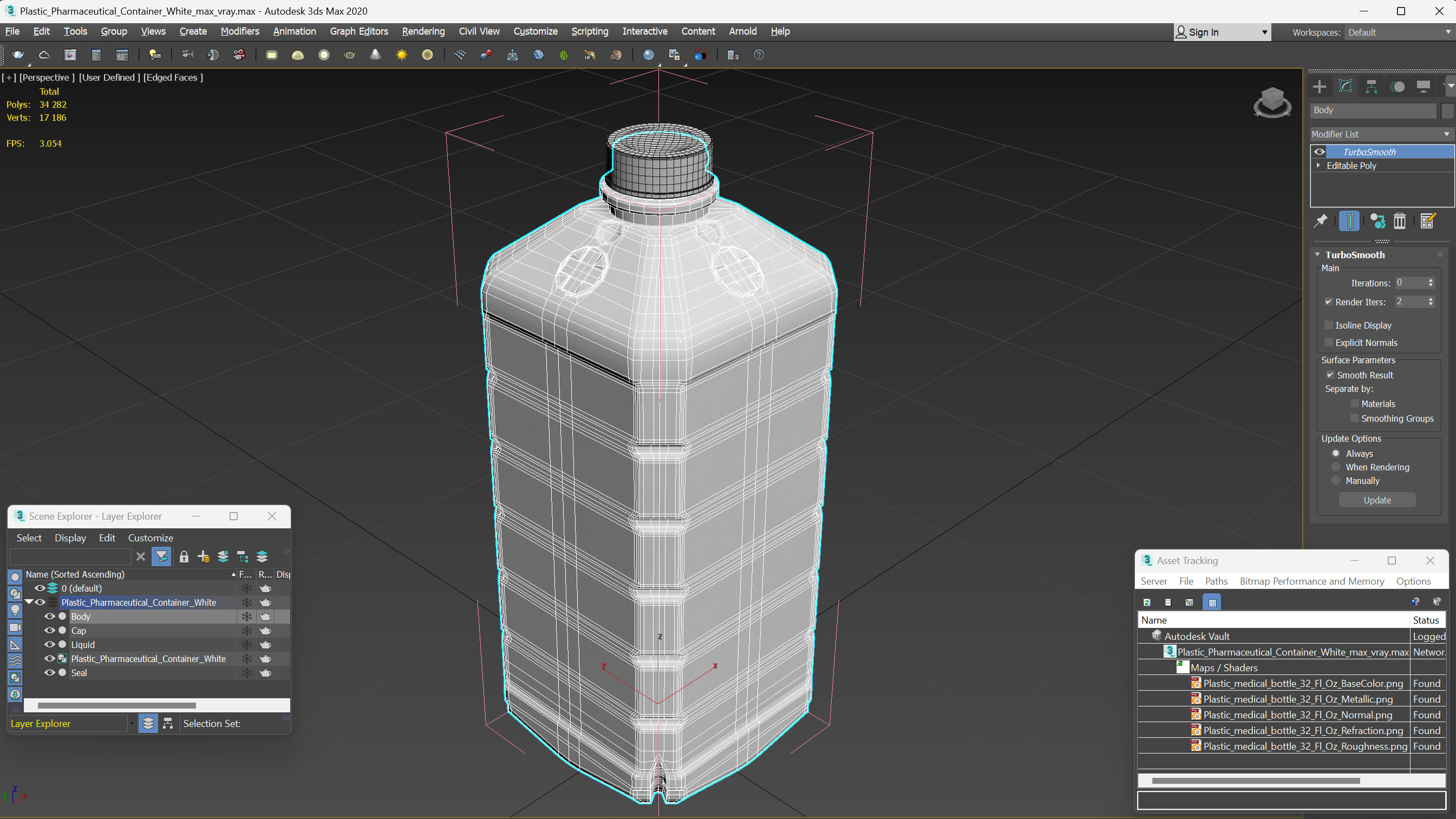 3D Plastic Pharmaceutical Container White model