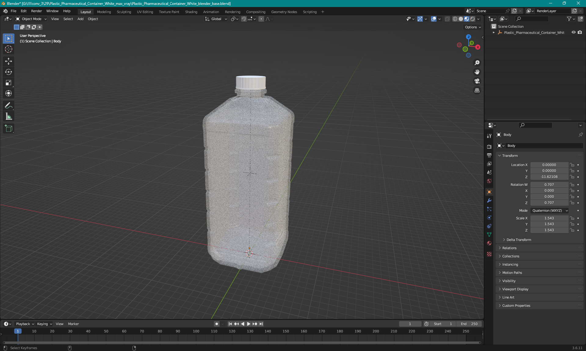 3D Plastic Pharmaceutical Container White model
