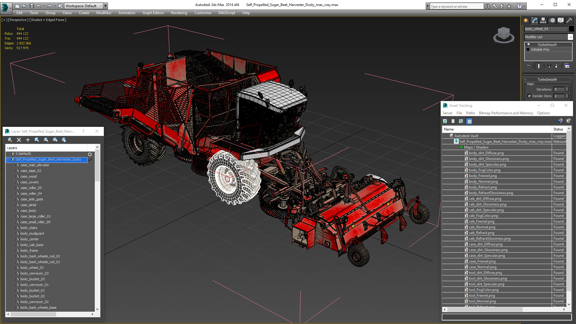 3D Self Propelled Sugar Beet Harvester Dusty