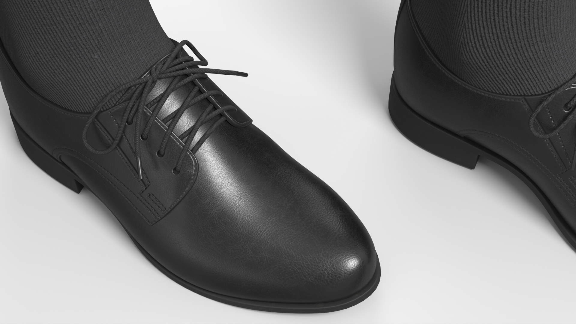 Mens Classic Derby Shoes with Socks Black - view 5