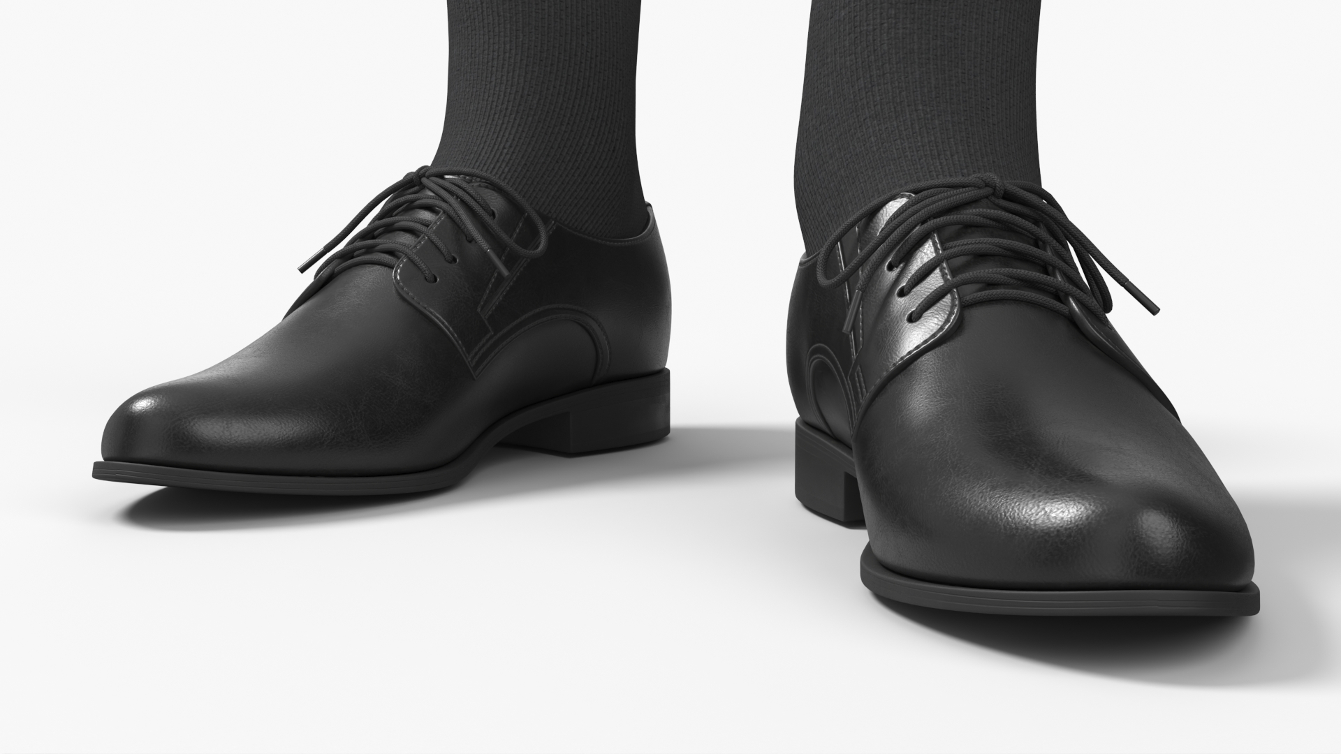 Mens Classic Derby Shoes with Socks Black - view 6