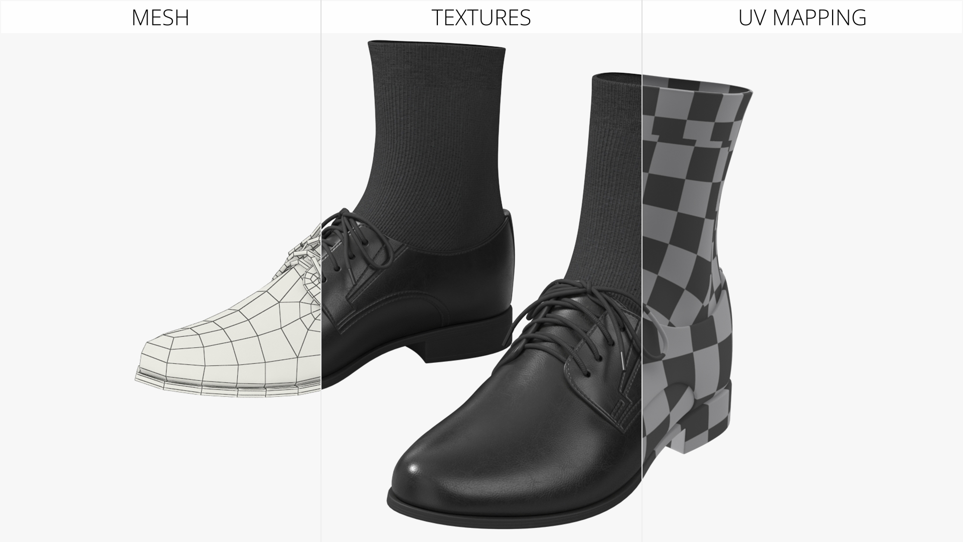 Mens Classic Derby Shoes with Socks Black - view 9