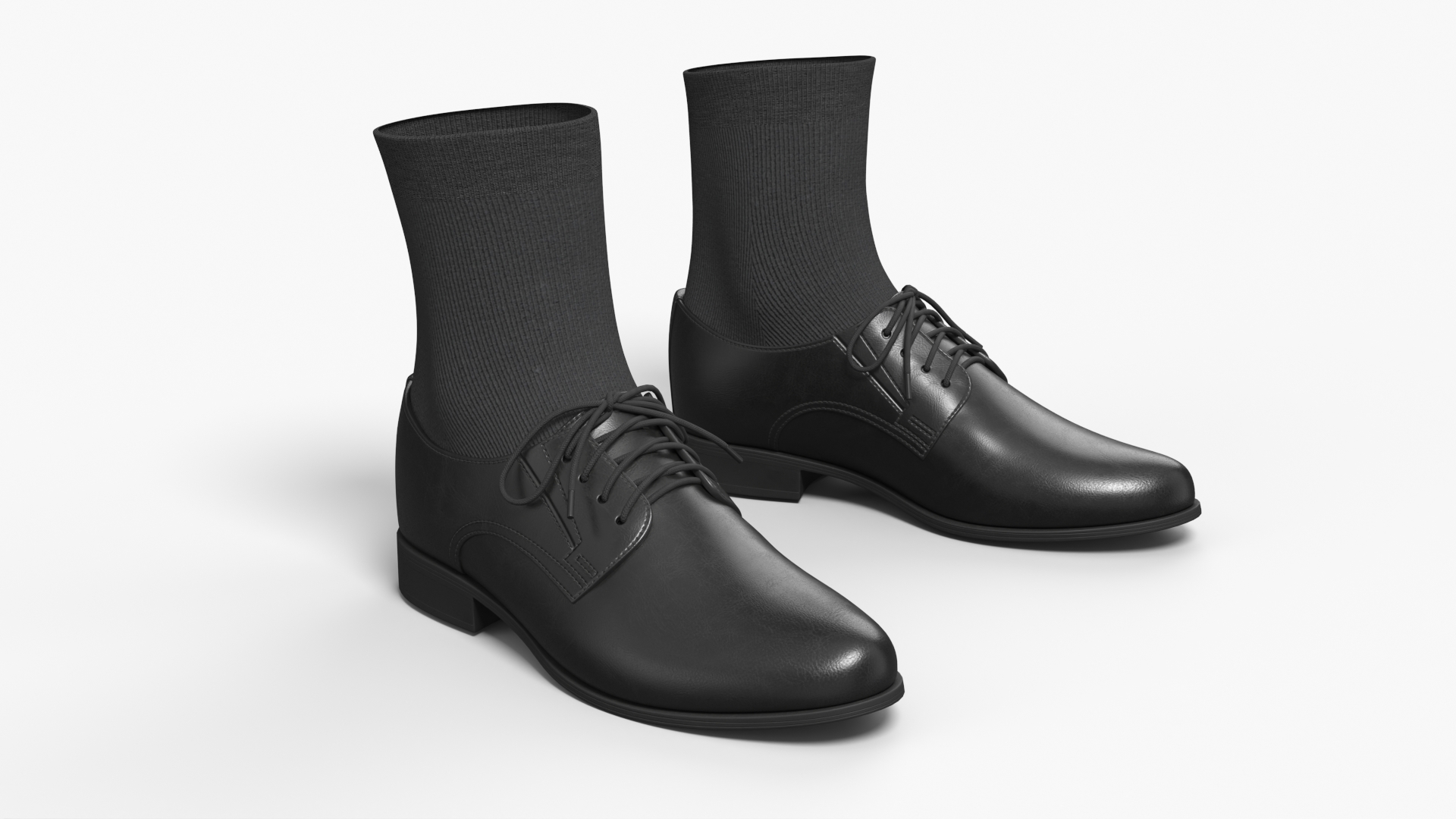 Mens Classic Derby Shoes with Socks Black - view 2