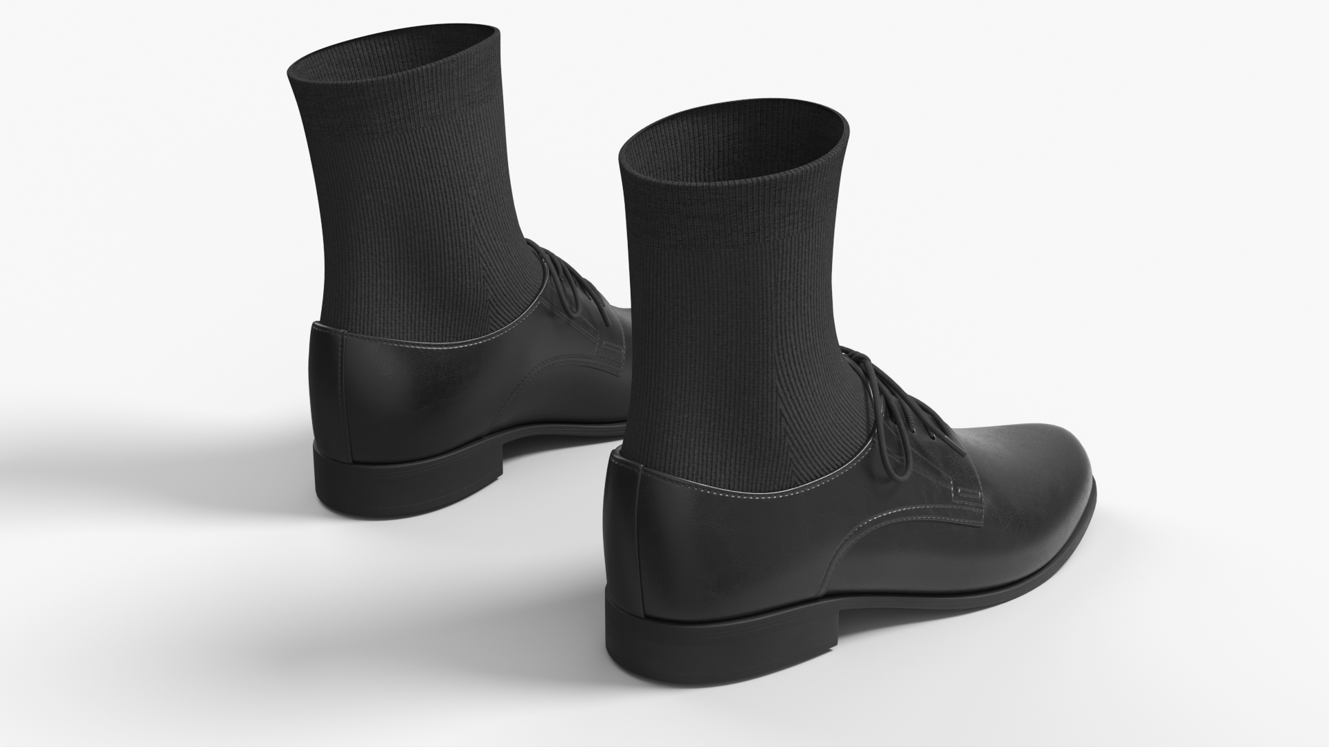 Mens Classic Derby Shoes with Socks Black - view 4