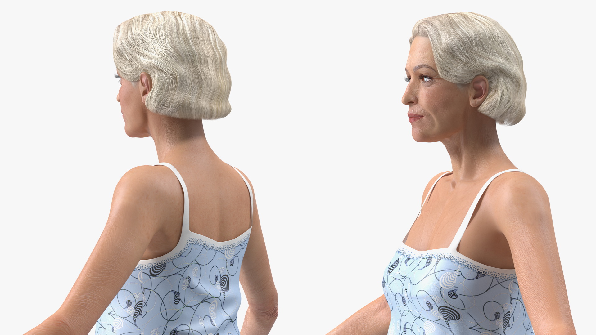 3D model Elderly Woman in Pijama Rigged