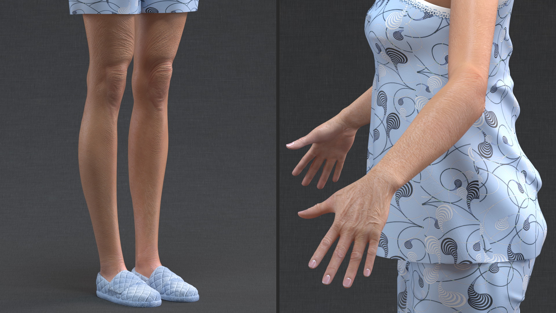 3D model Elderly Woman in Pijama Rigged