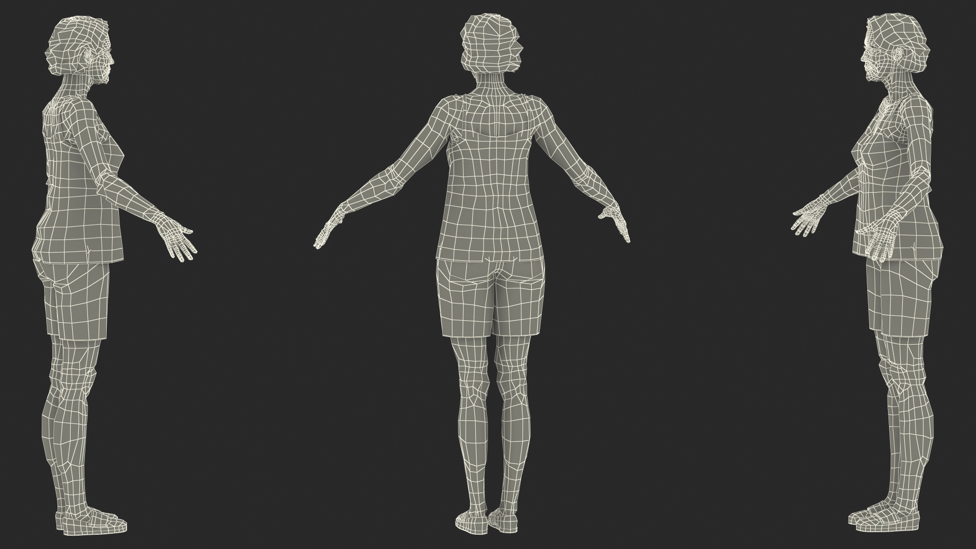 3D model Elderly Woman in Pijama Rigged