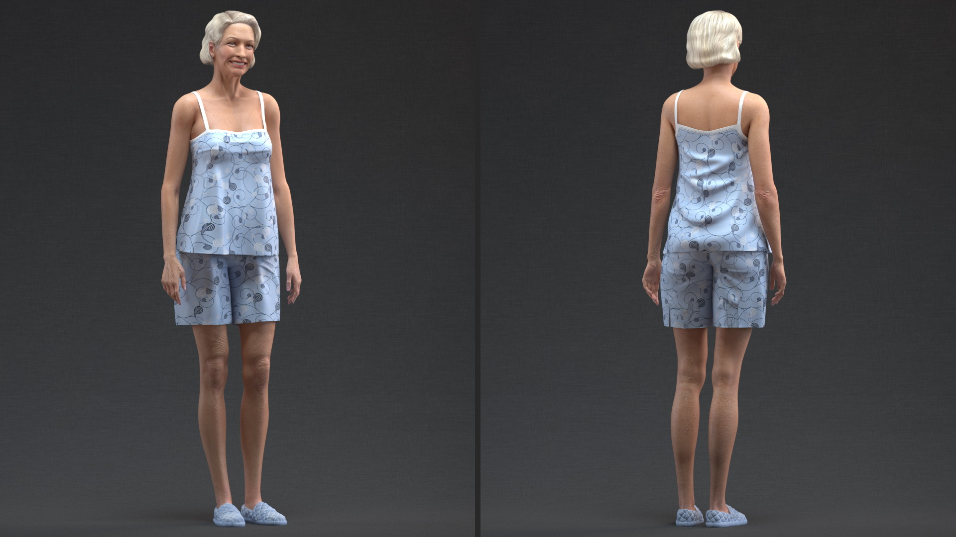 3D model Elderly Woman in Pijama Rigged