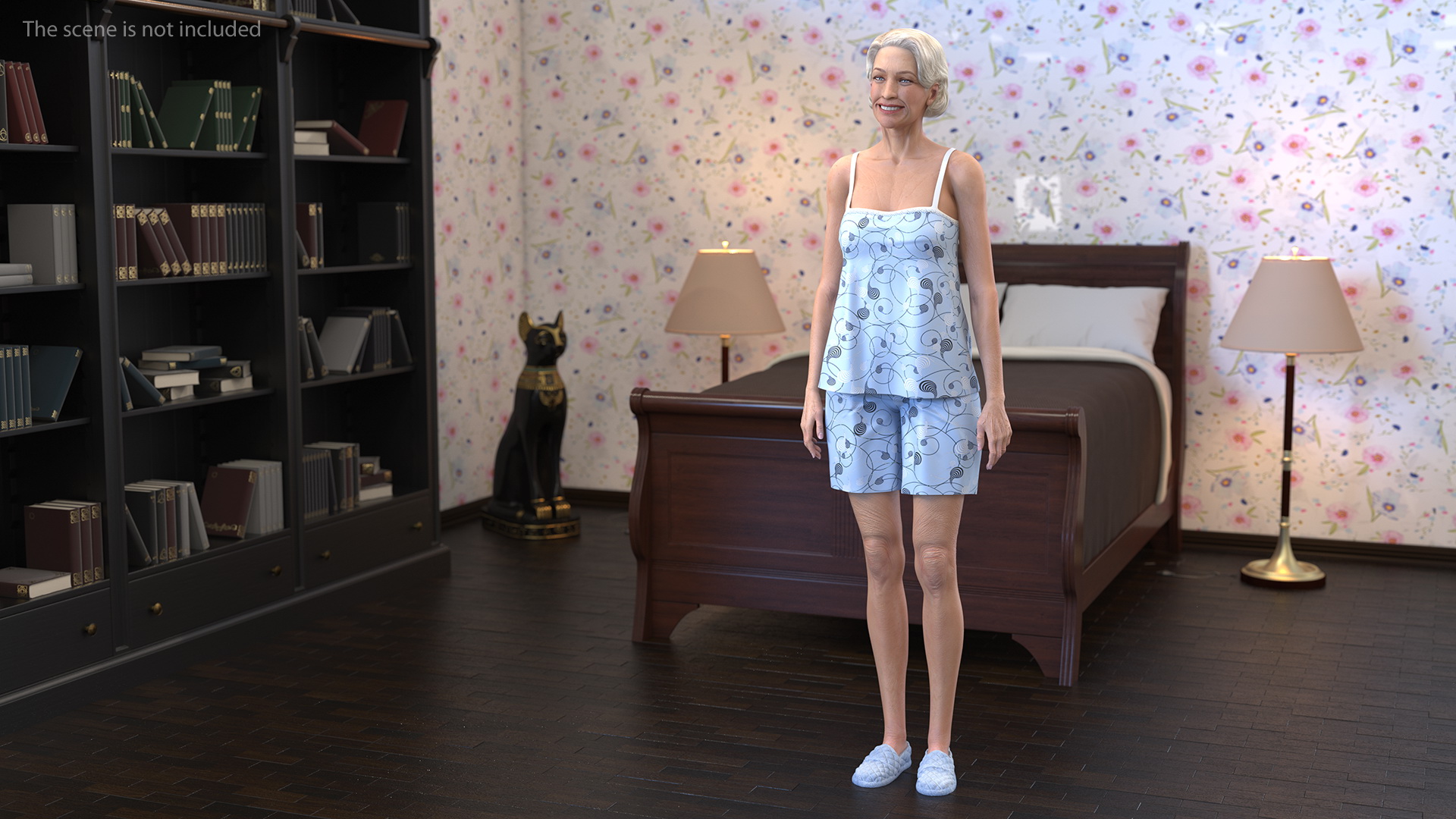 3D model Elderly Woman in Pijama Rigged