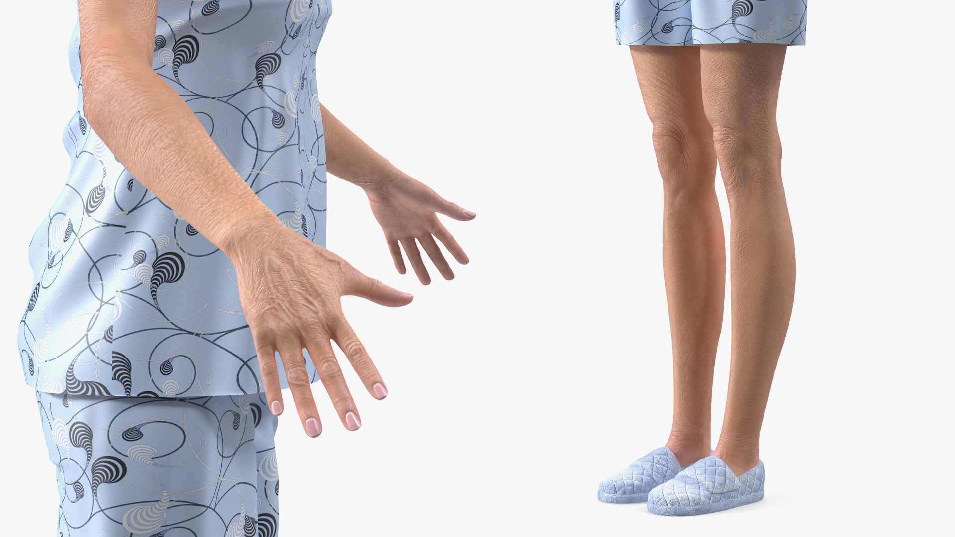 3D model Elderly Woman in Pijama Rigged
