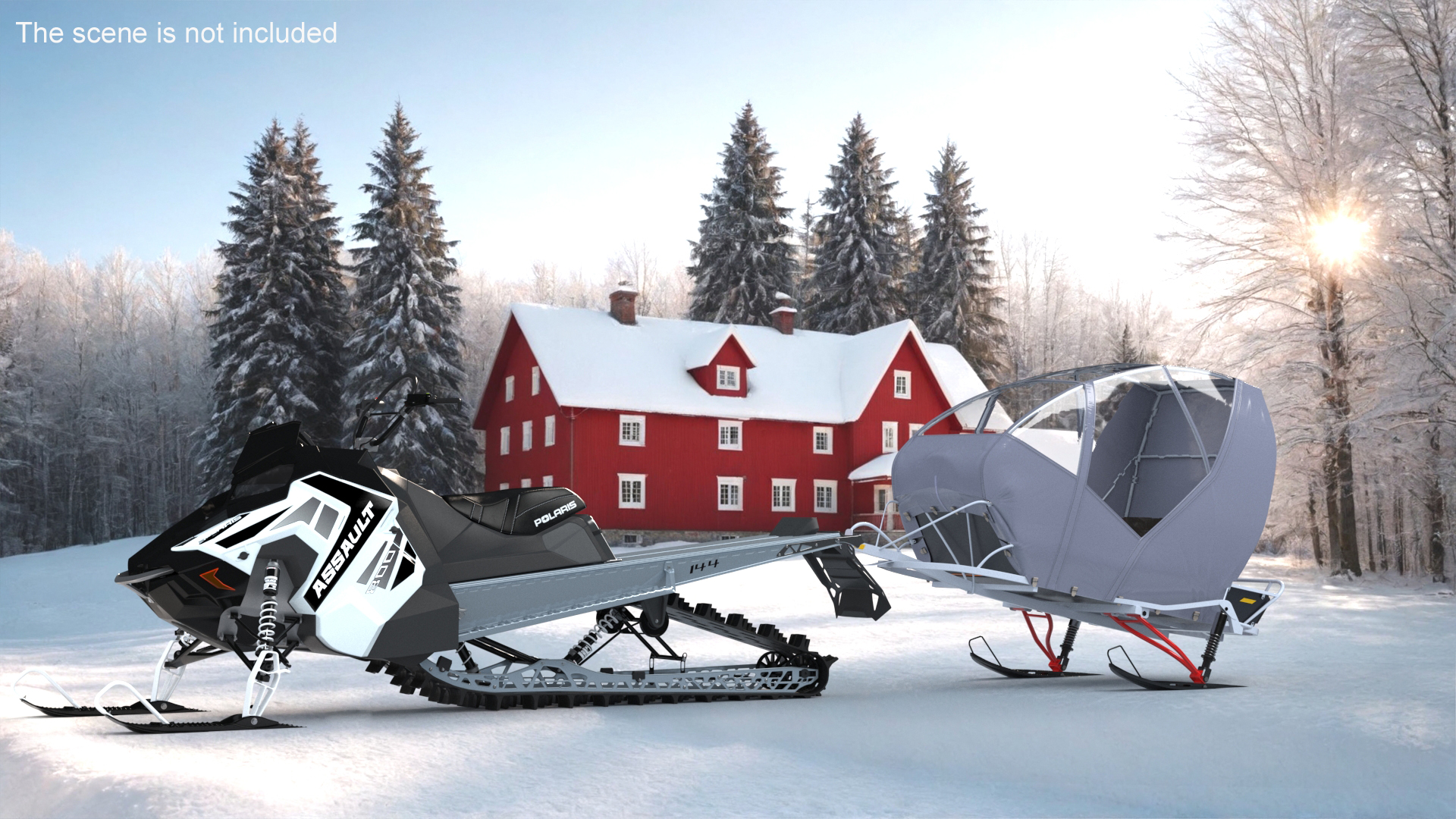 Snowmobile Sleigh 3D