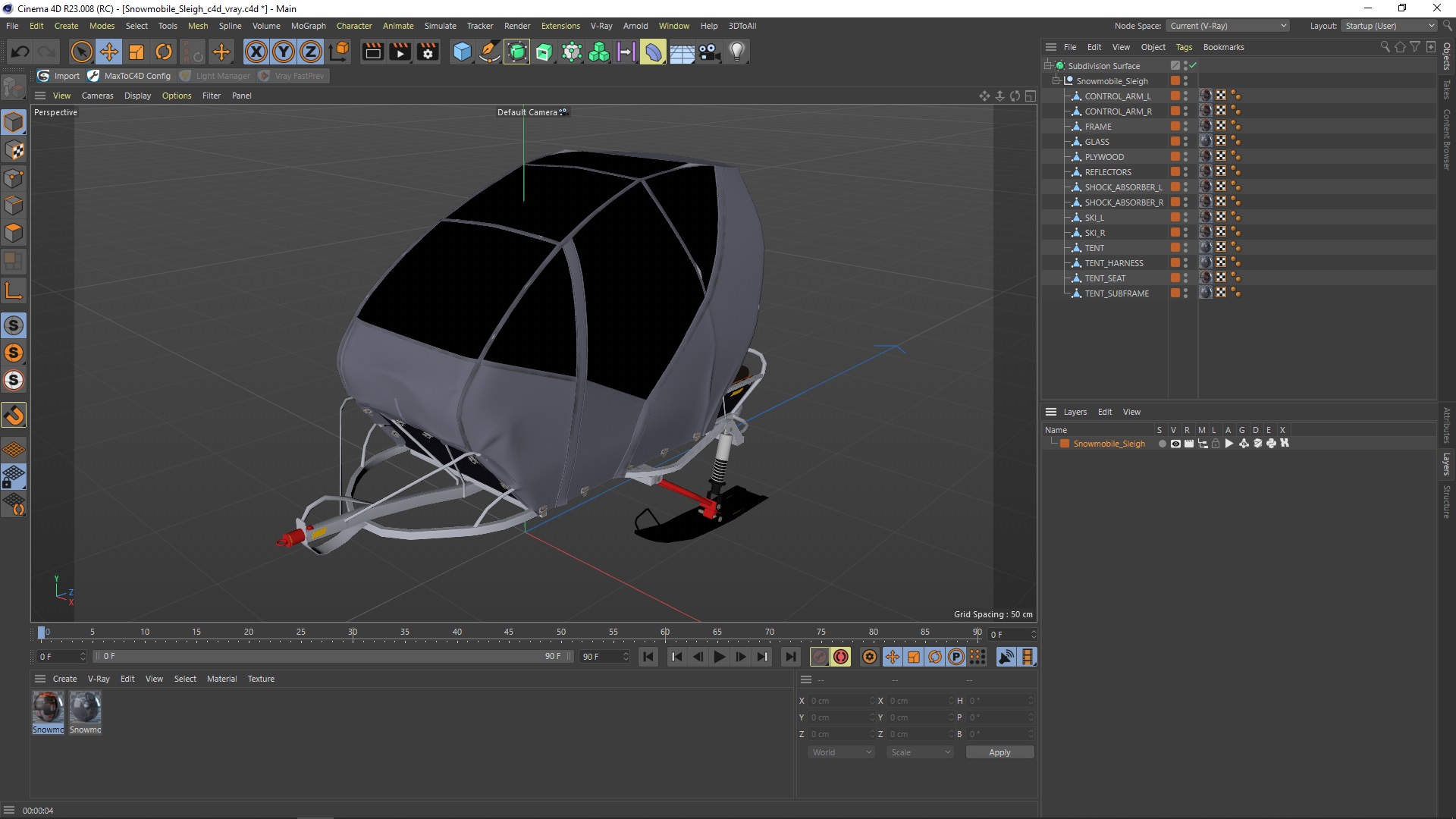 Snowmobile Sleigh 3D