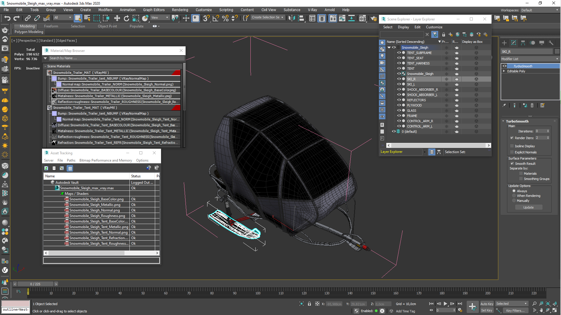 Snowmobile Sleigh 3D