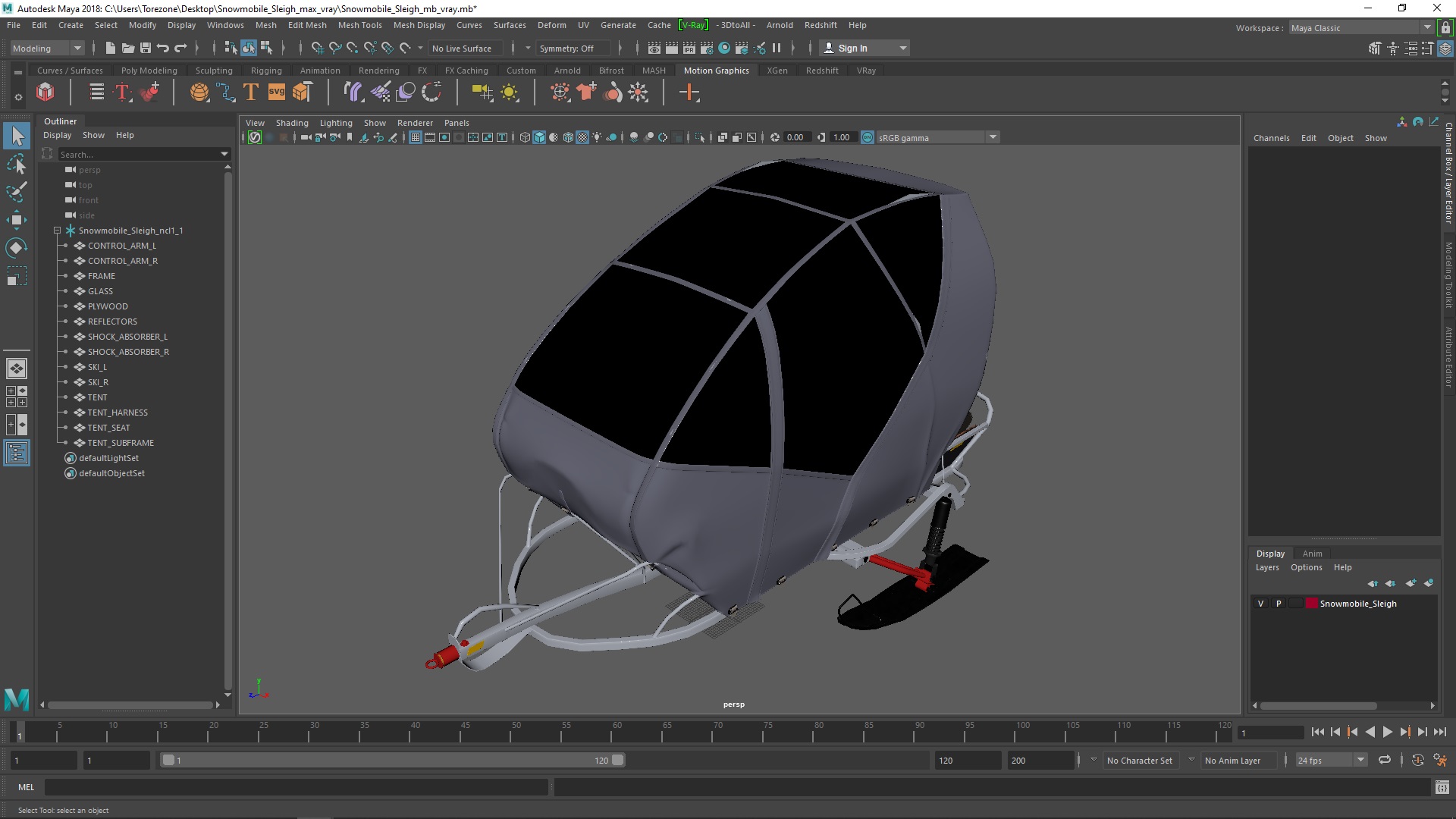 Snowmobile Sleigh 3D