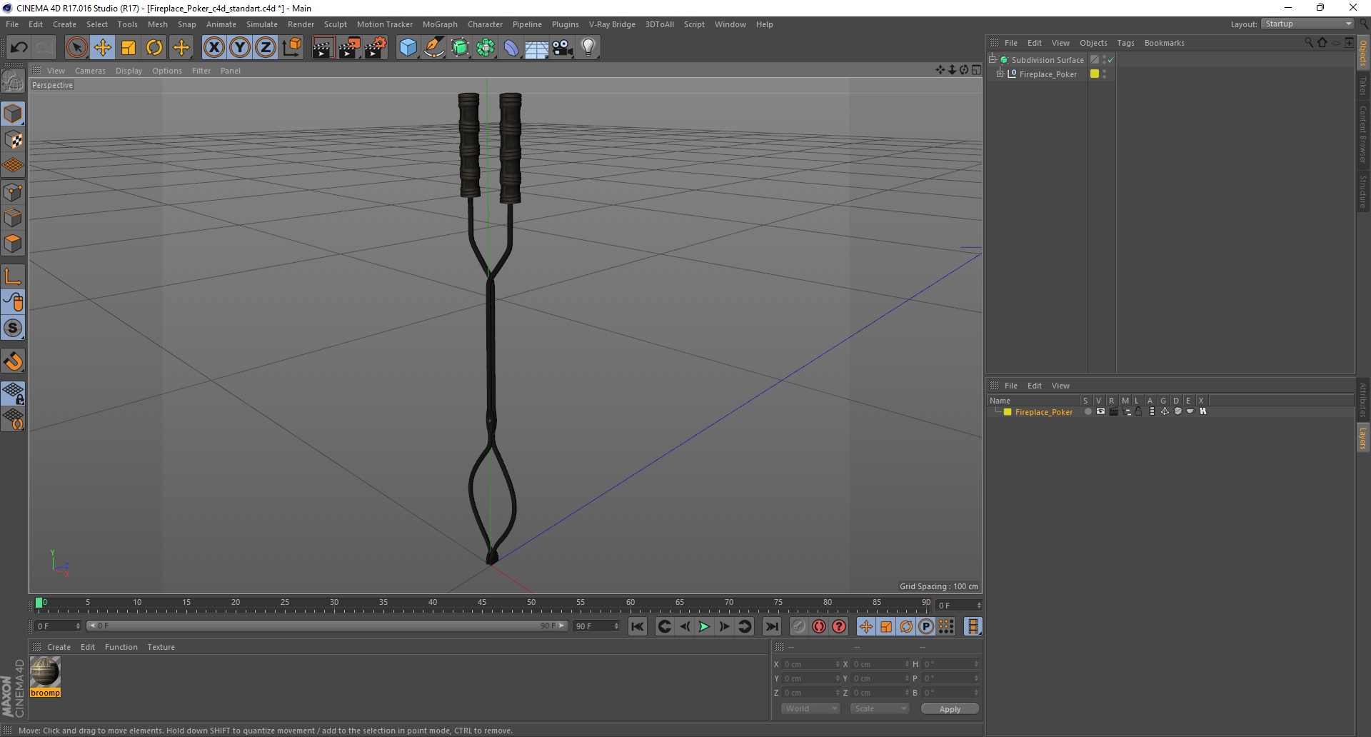 Fireplace Tong Tool 3D model