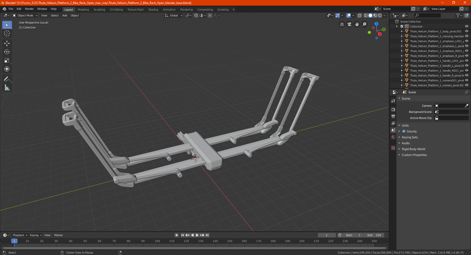 3D Thule Helium Platform 2 Bike Rack Open model