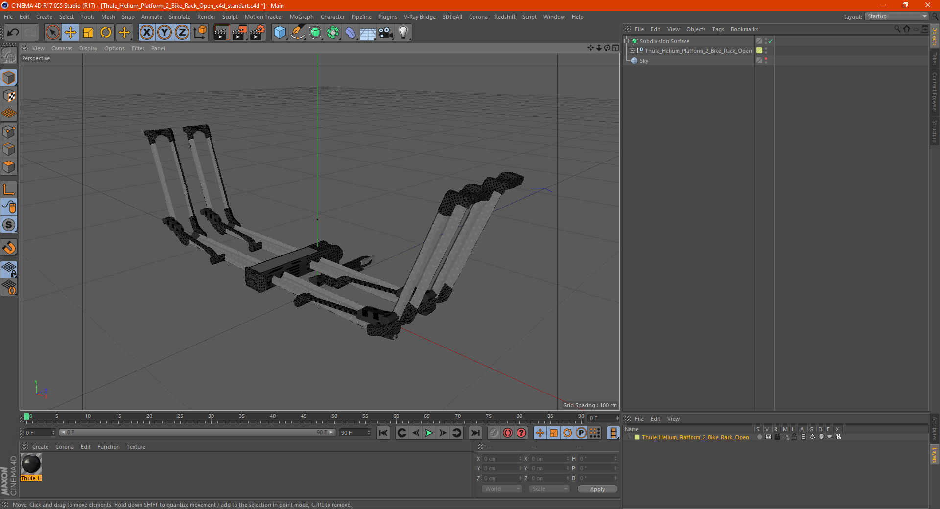 3D Thule Helium Platform 2 Bike Rack Open model