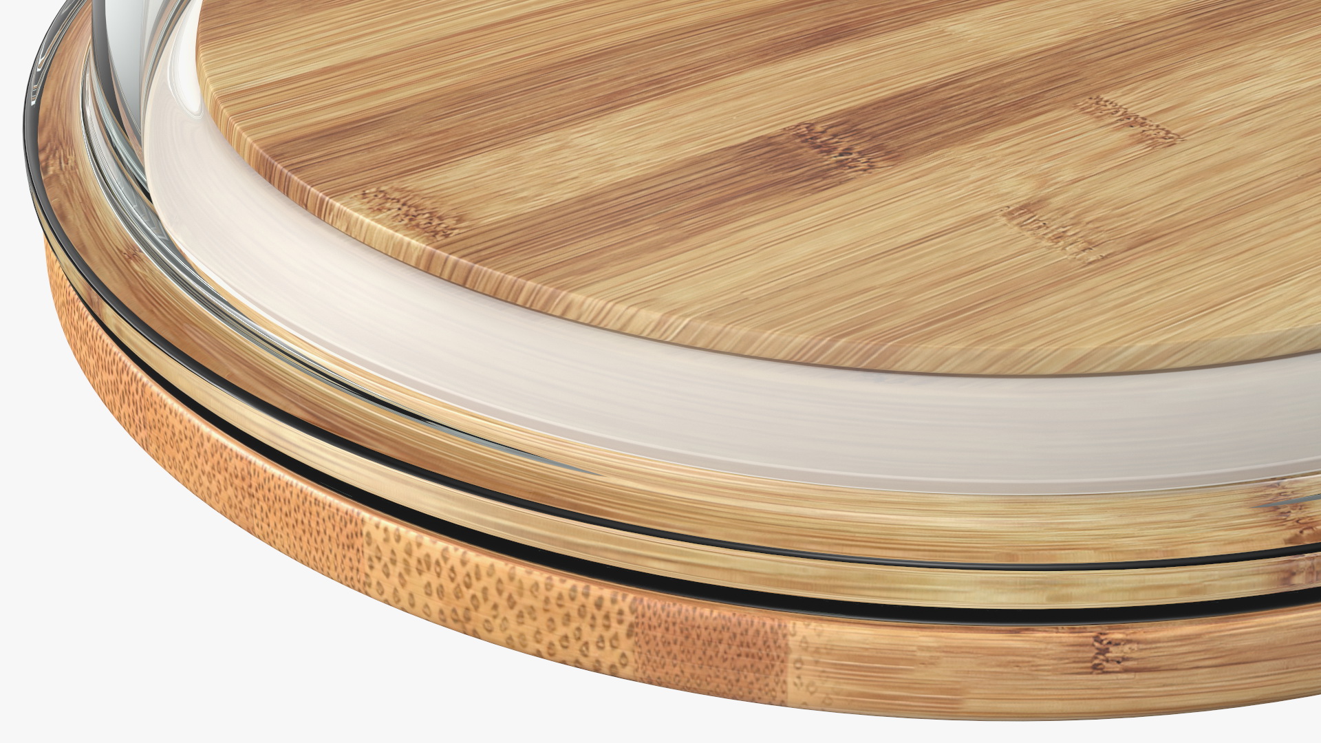 3D Round Glass Food Storage Container with Bamboo Lid 400ml