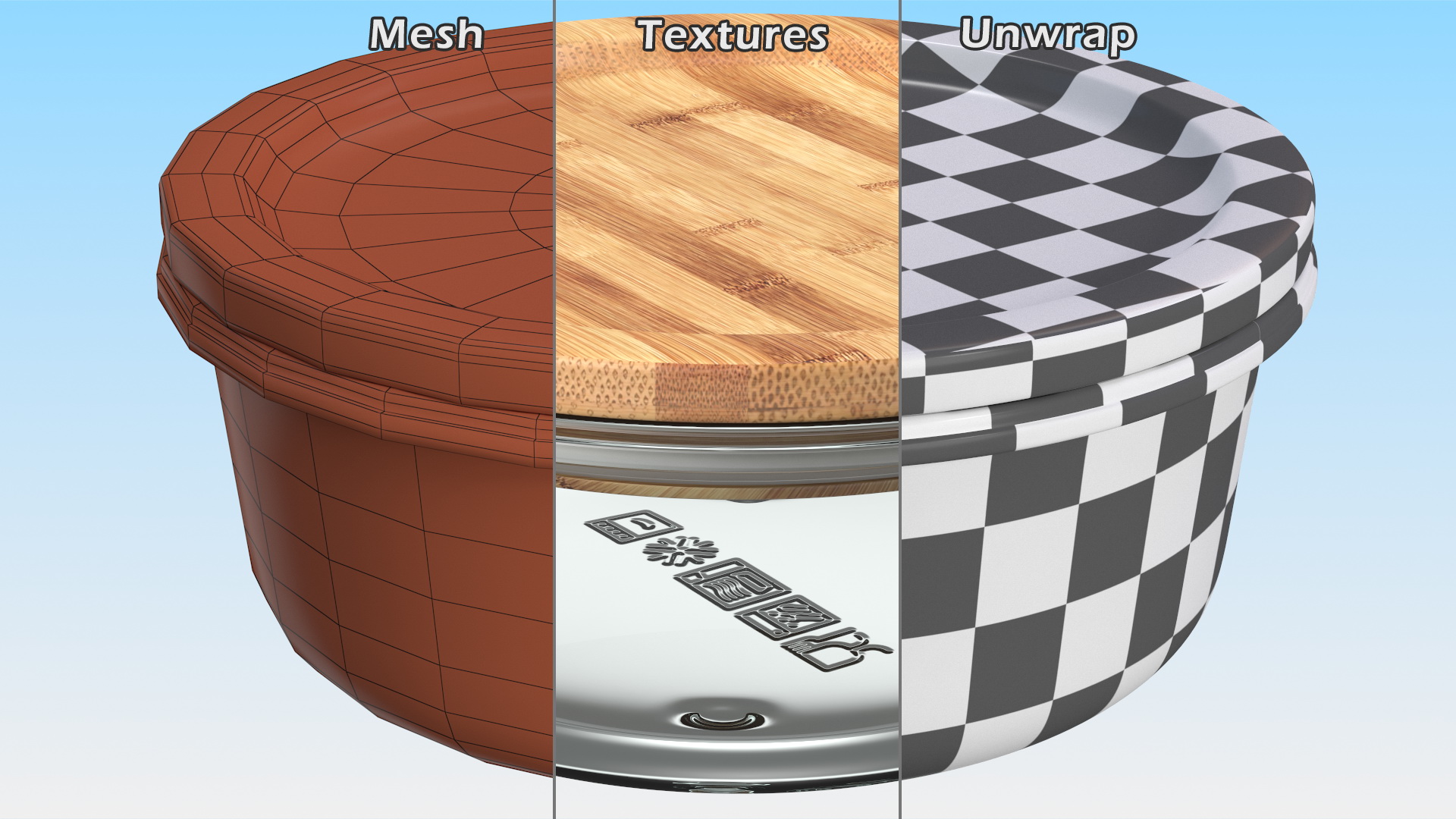 3D Round Glass Food Storage Container with Bamboo Lid 400ml