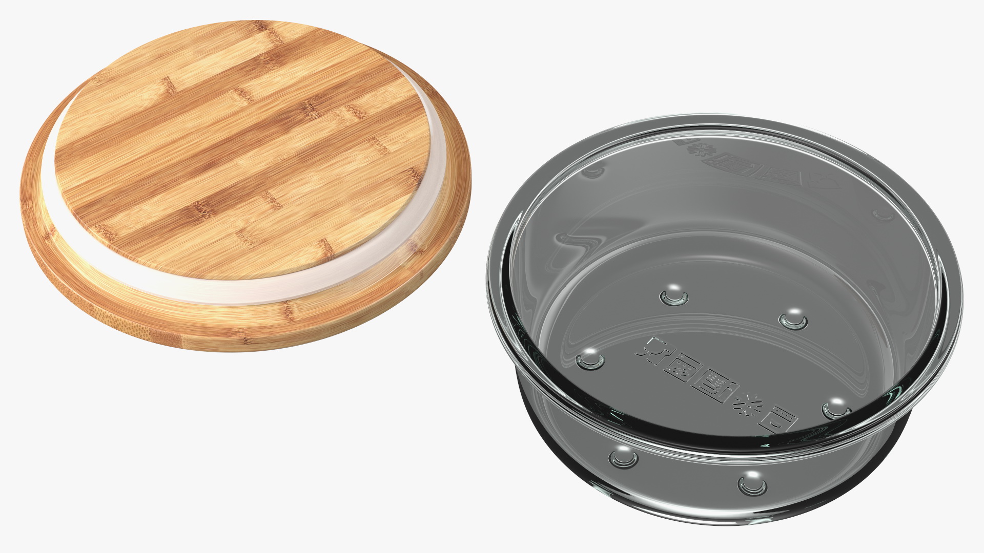 3D Round Glass Food Storage Container with Bamboo Lid 400ml