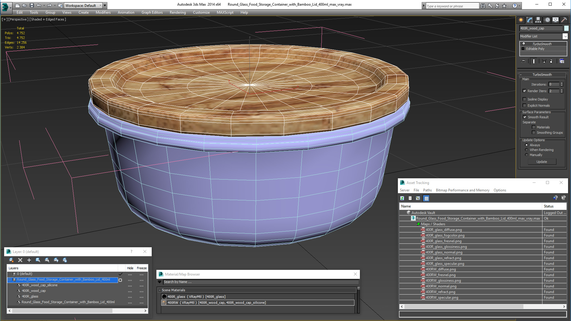 3D Round Glass Food Storage Container with Bamboo Lid 400ml